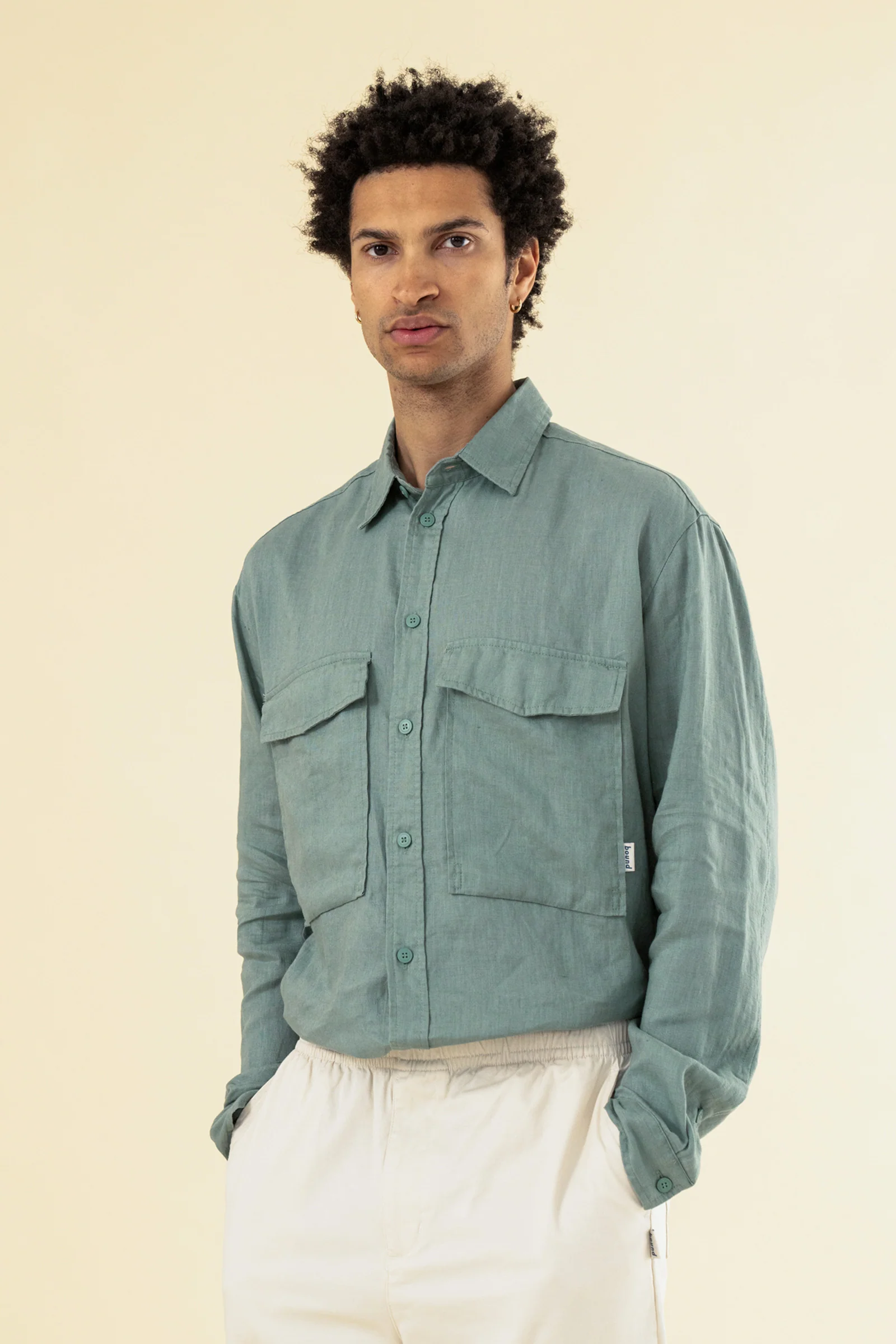 PREMIUM LINEN LONGSLEEVE SHIRT - AQUA - Image 5