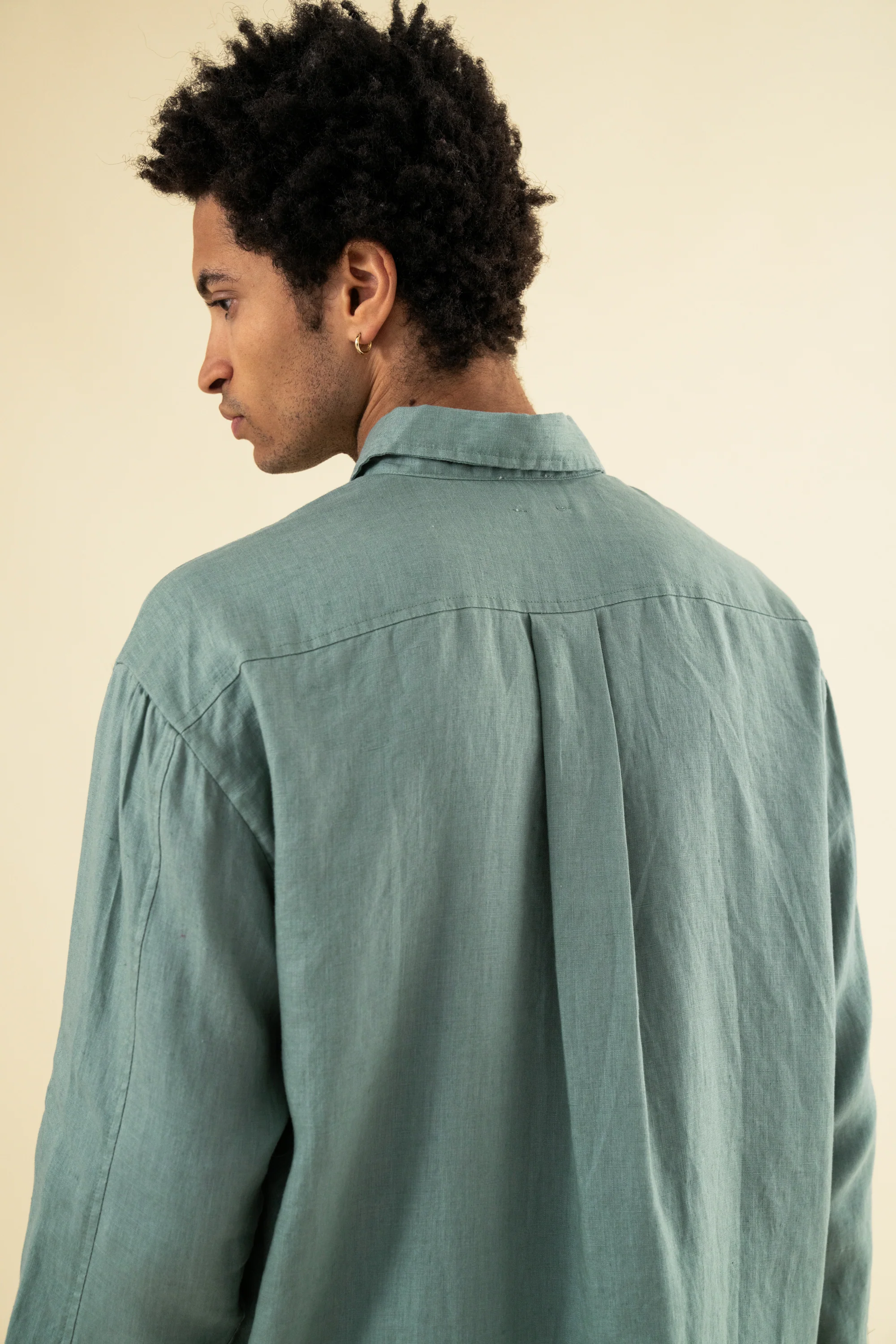 PREMIUM LINEN LONGSLEEVE SHIRT - AQUA - Image 7