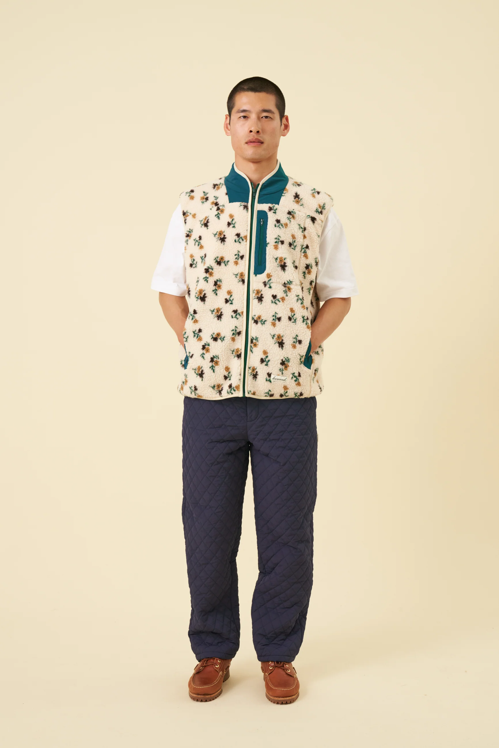QUILTED CANVAS TROUSERS - NAVY - Image 3