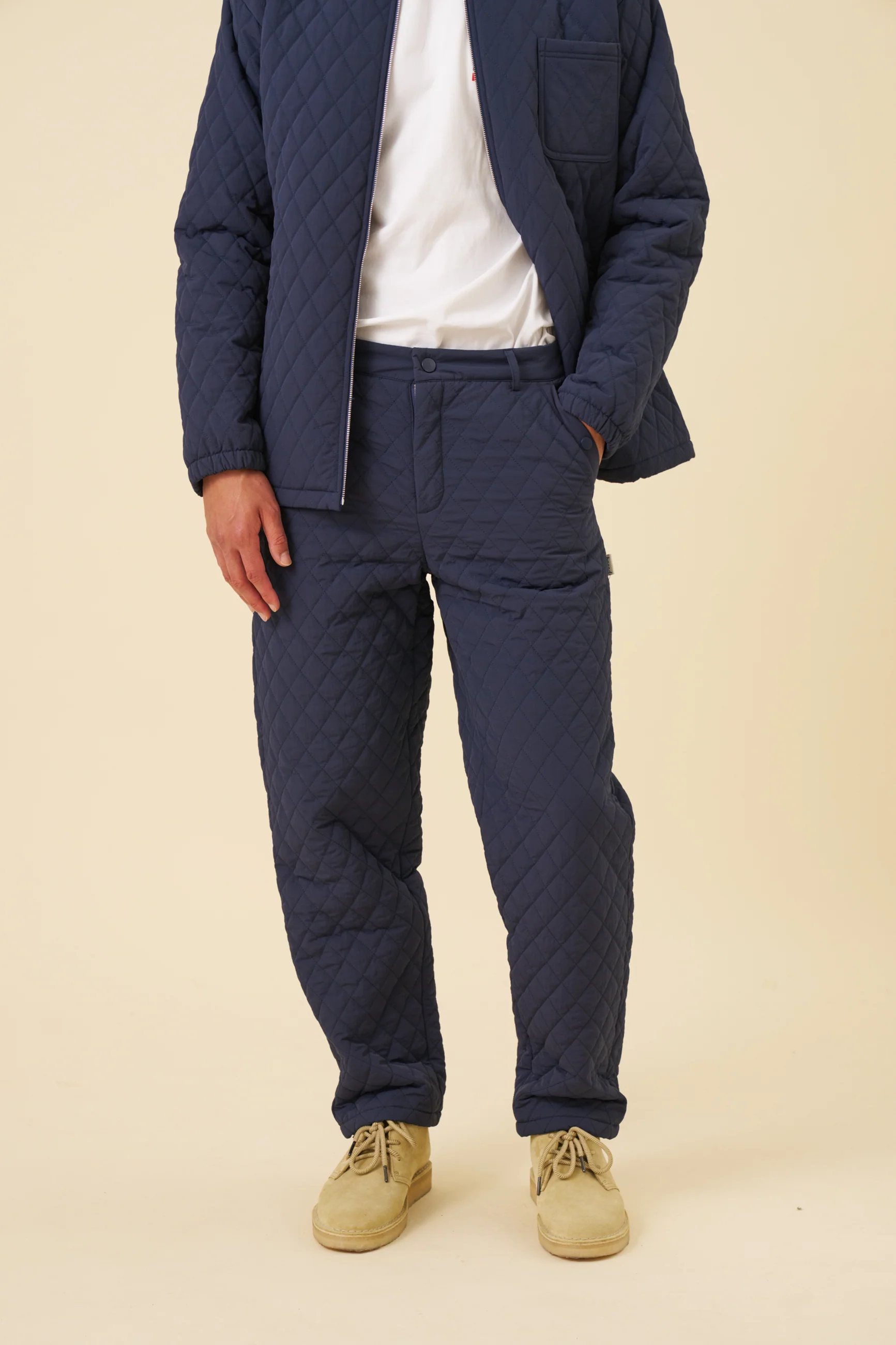QUILTED CANVAS TROUSERS - NAVY - Image 4
