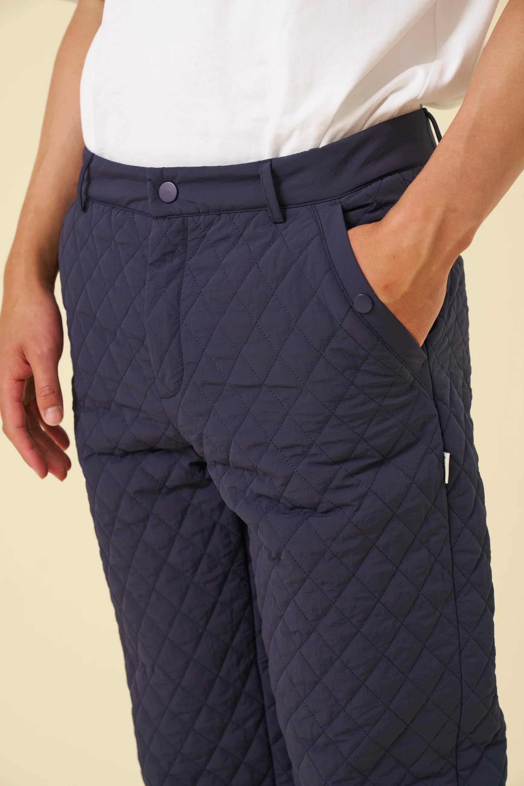 QUILTED CANVAS TROUSERS - NAVY - Image 5