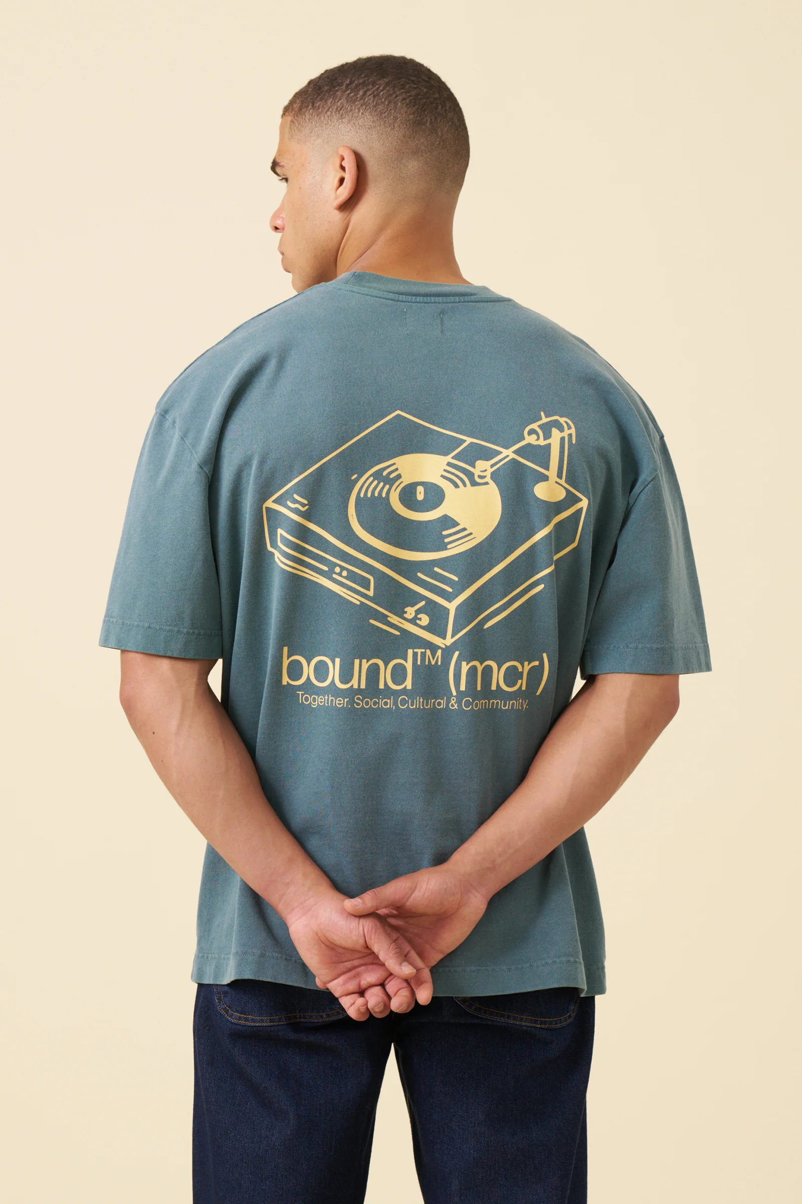 RECORD TEE - WASHED FOREST GREEN