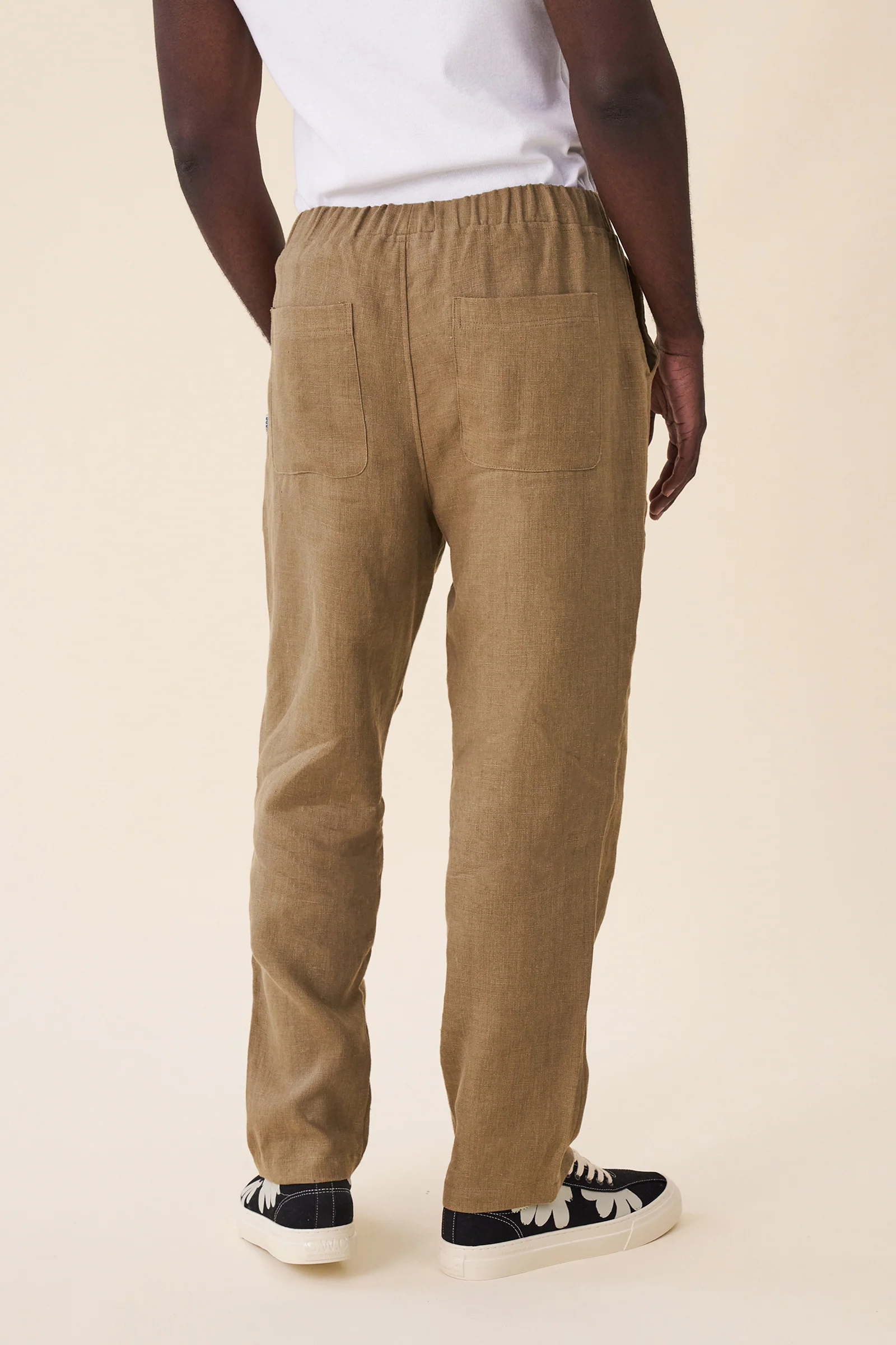 RELAXED LINEN TROUSERS - ARMY GREEN - Image 3