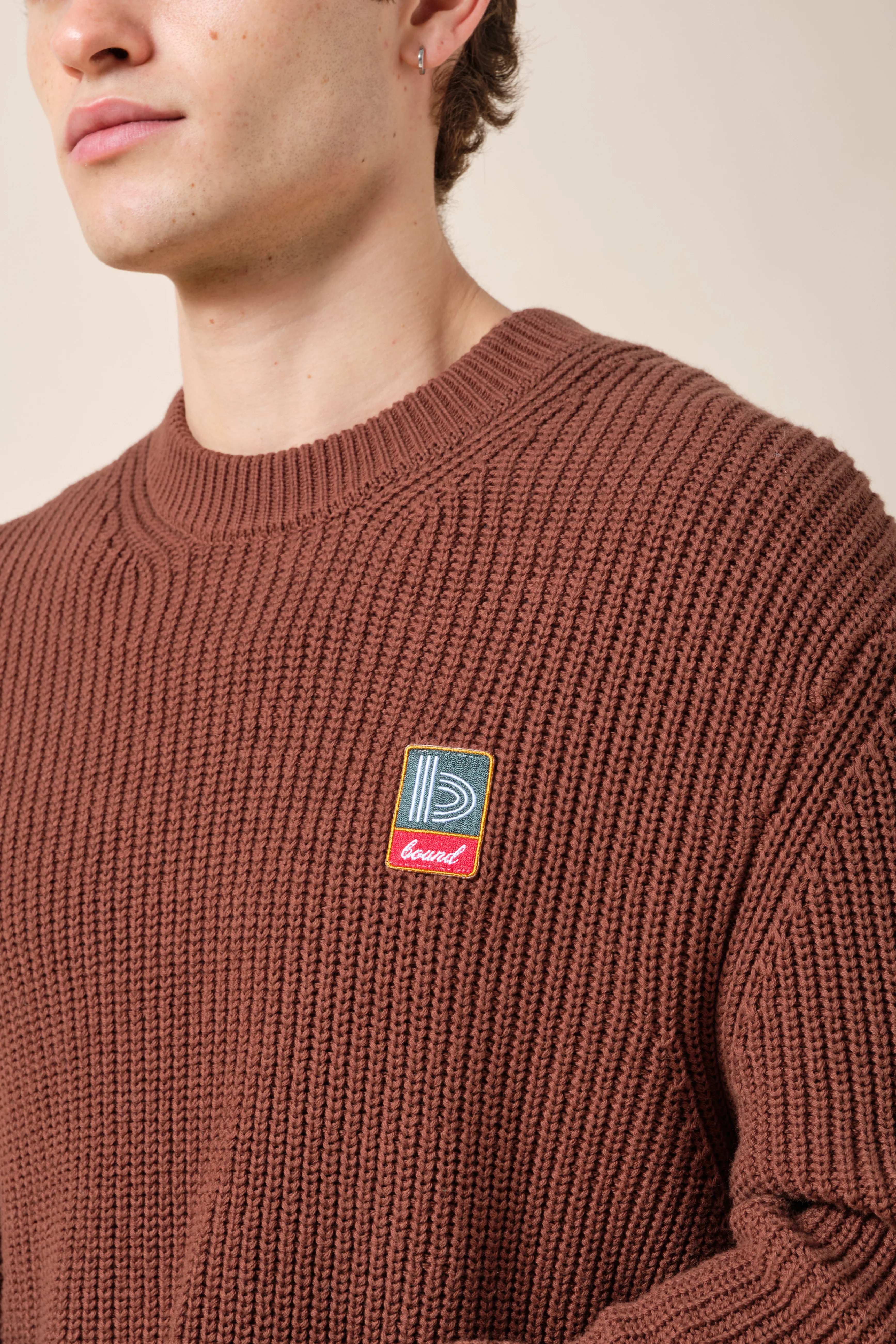 RETRO FISHERMAN RIB KNIT SWEATER - BROWN - Image 5