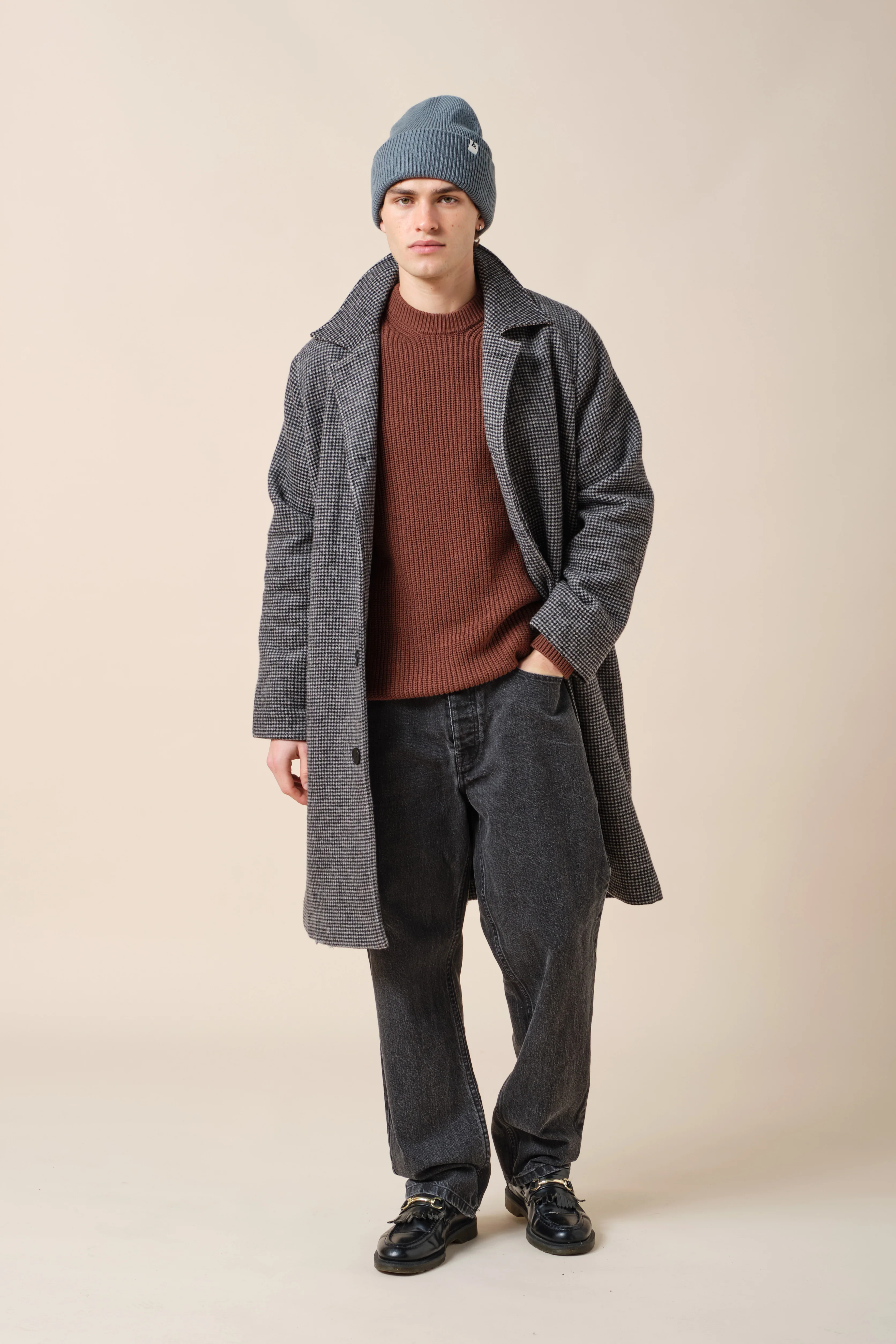 RETRO FISHERMAN RIB KNIT SWEATER - BROWN - Image 6