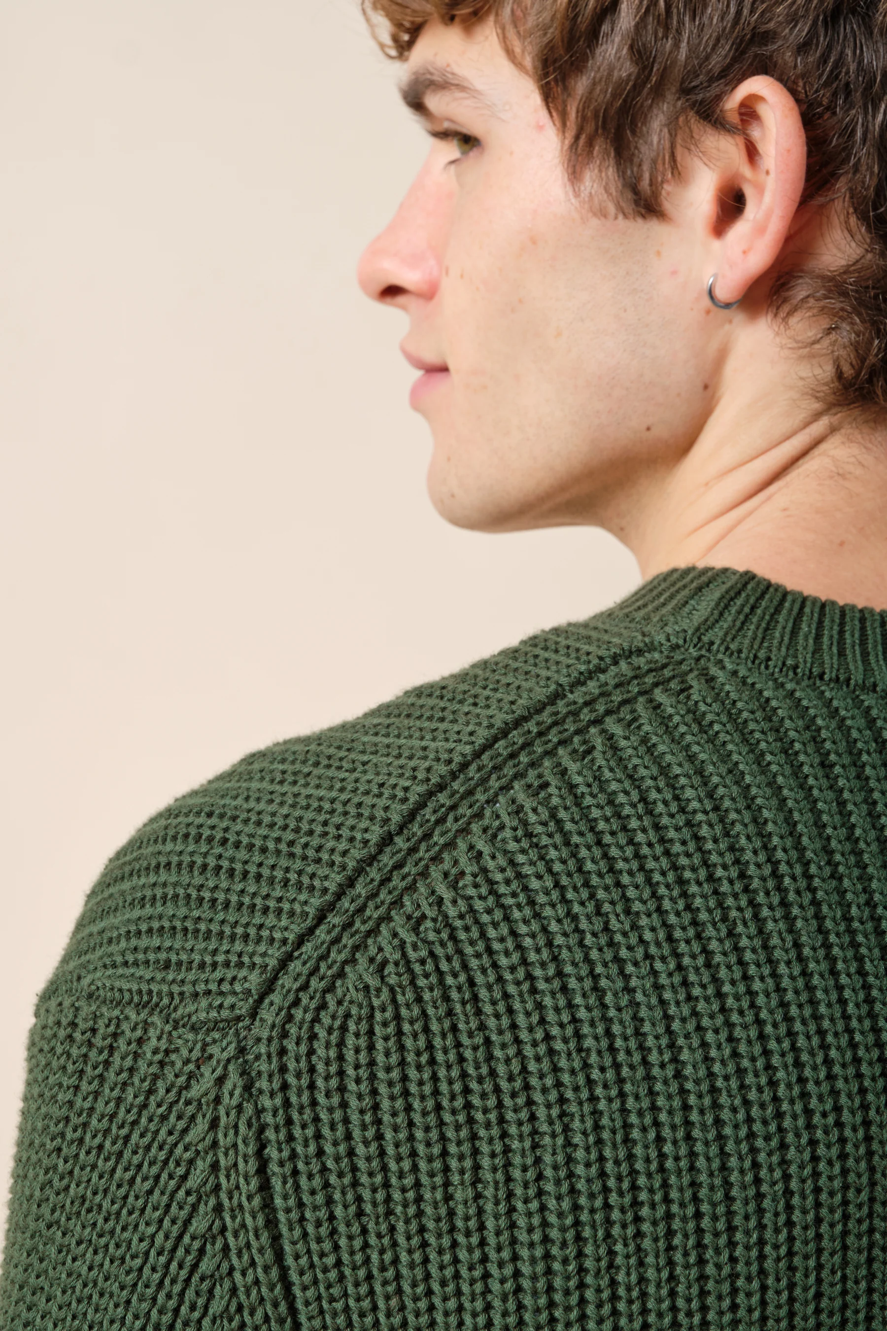 RETRO FISHERMAN RIB KNIT SWEATER - GREEN - Image 8