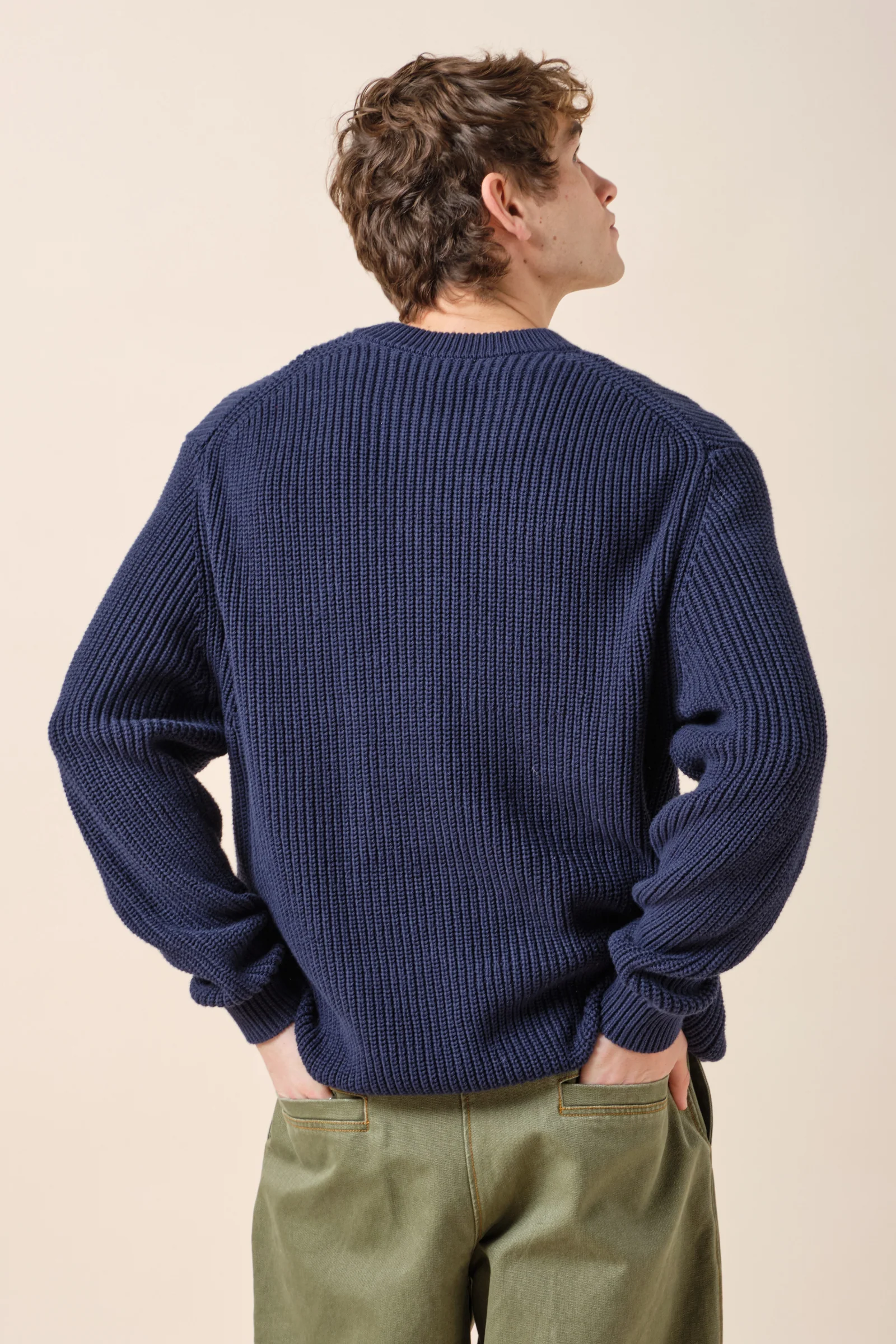 RETRO FISHERMAN RIB KNIT SWEATER - PETROL BLUE - Image 10