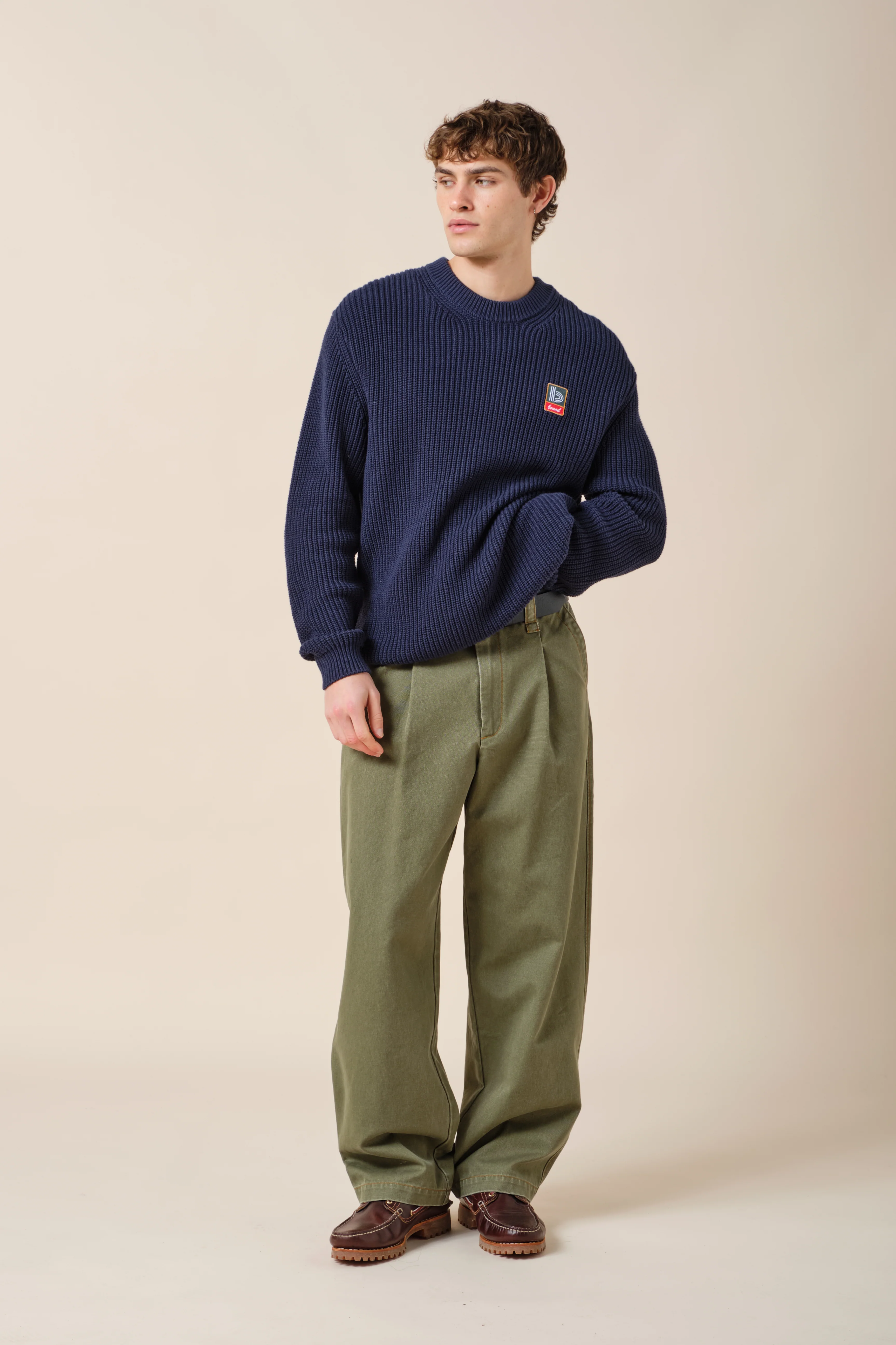 RETRO FISHERMAN RIB KNIT SWEATER - PETROL BLUE - Image 3