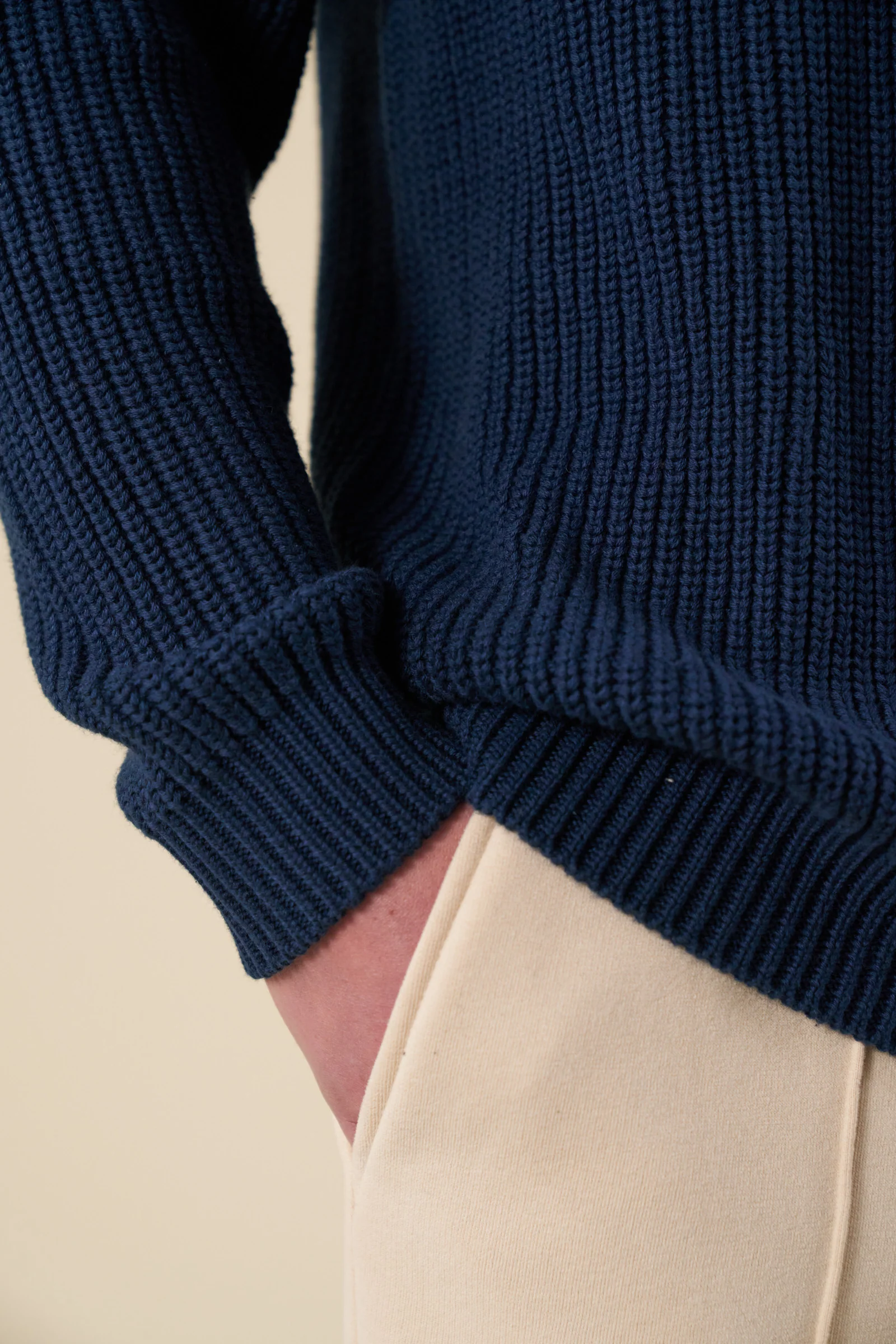 RETRO FISHERMAN RIB KNIT SWEATER - PETROL BLUE - Image 4