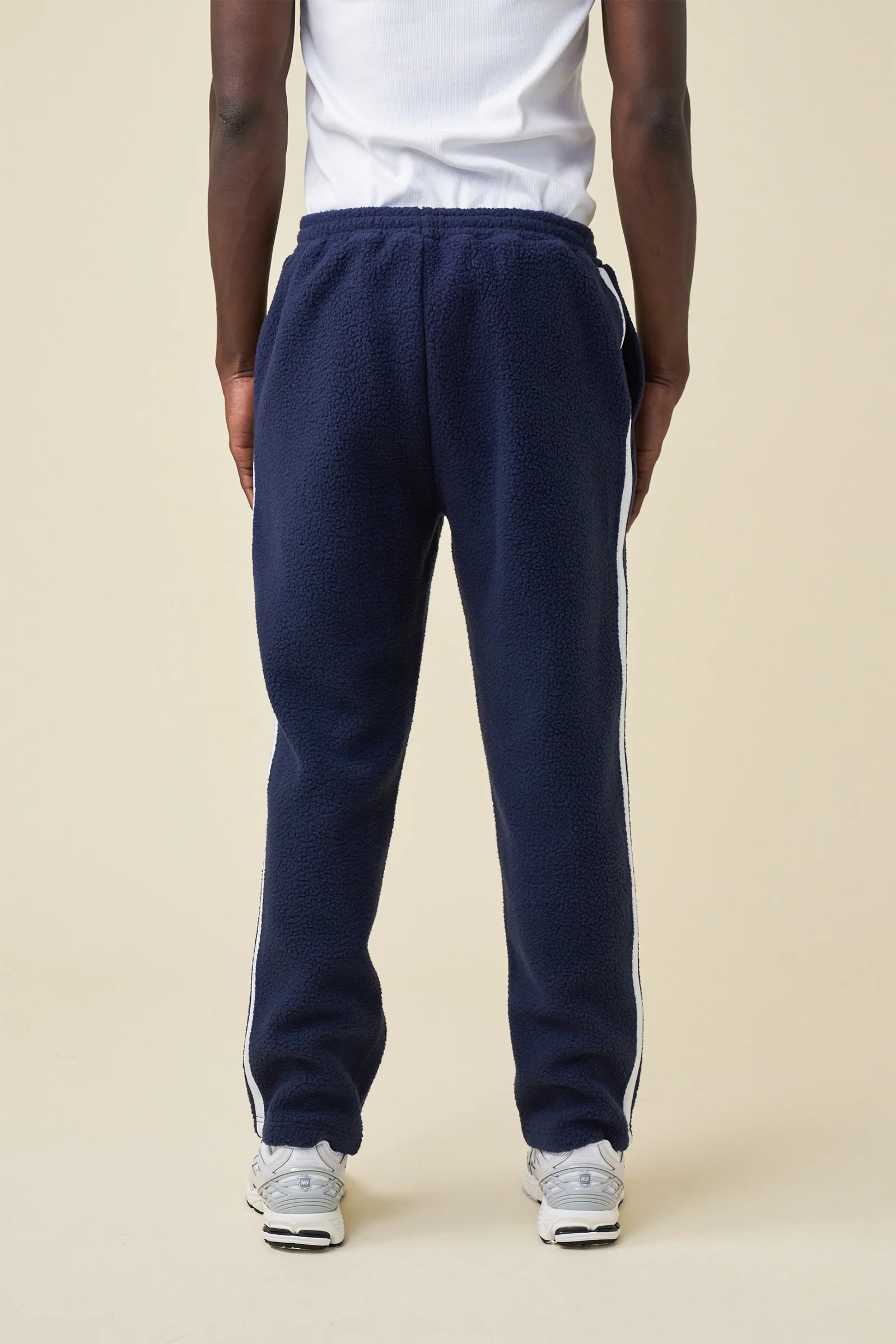 REVERSE FLEECE GRID STRAIGHT JOGGERS - NAVY - Image 4