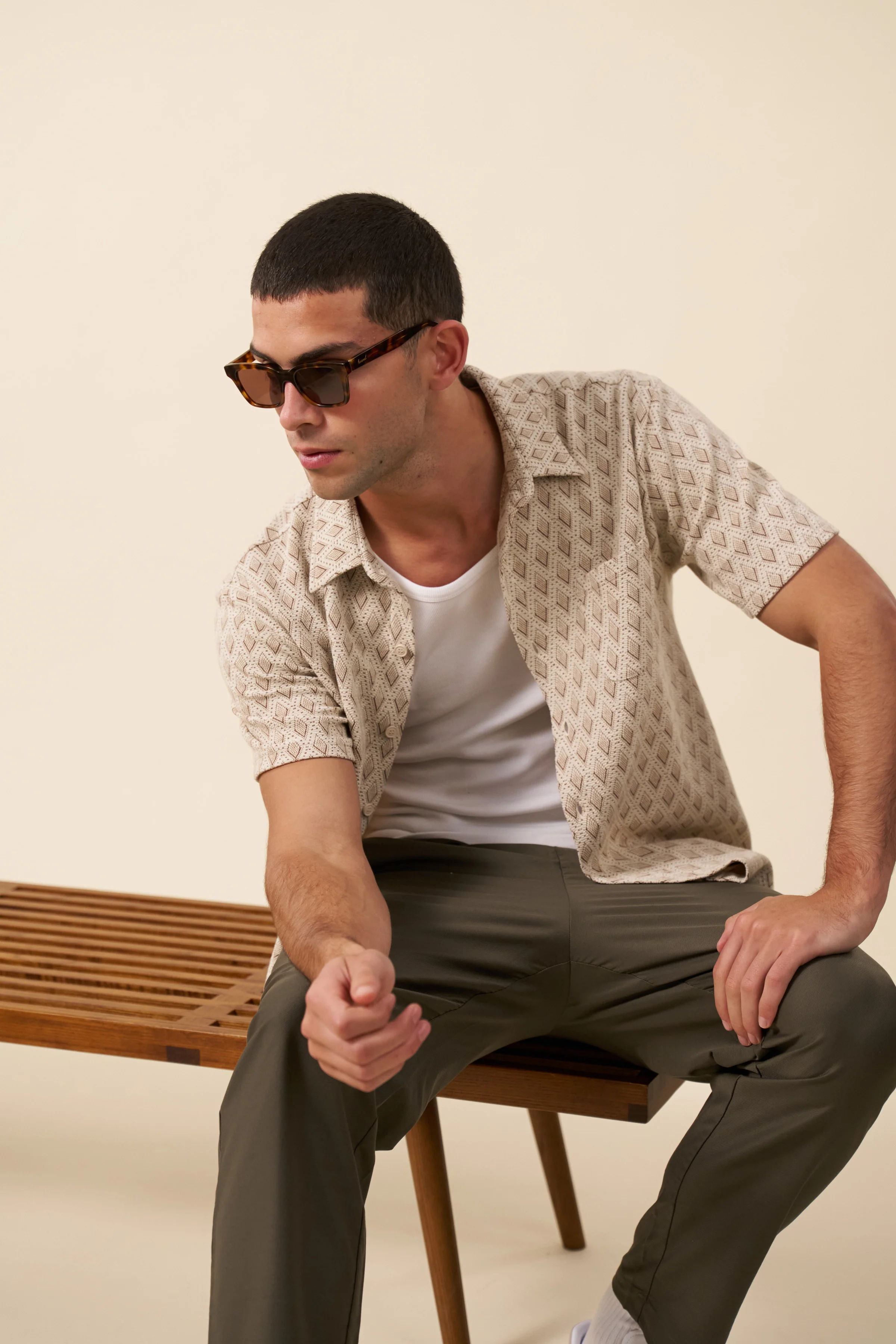 ROMAN WOVEN POLO - ECRU - Image 3