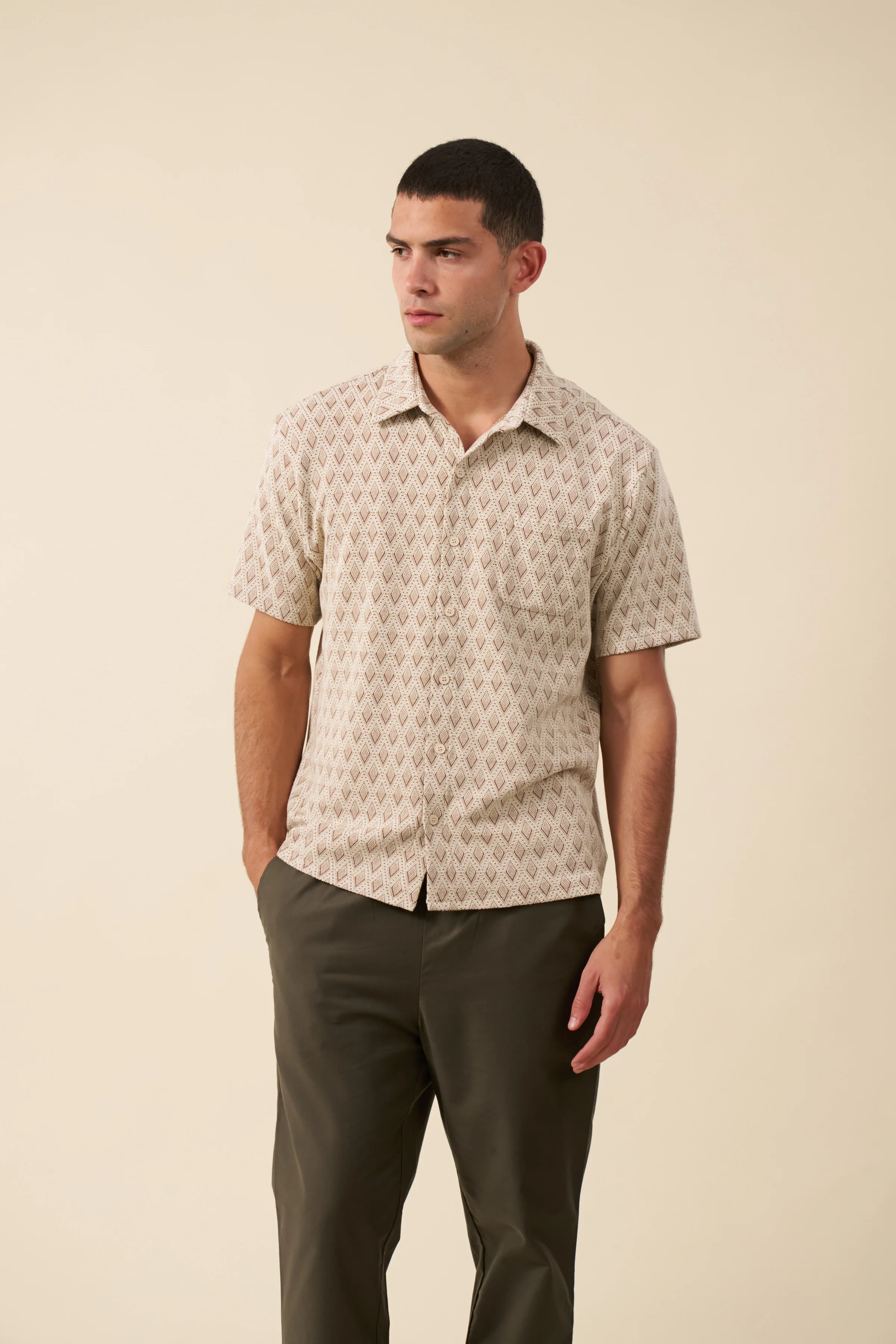 ROMAN WOVEN POLO - ECRU - Image 8