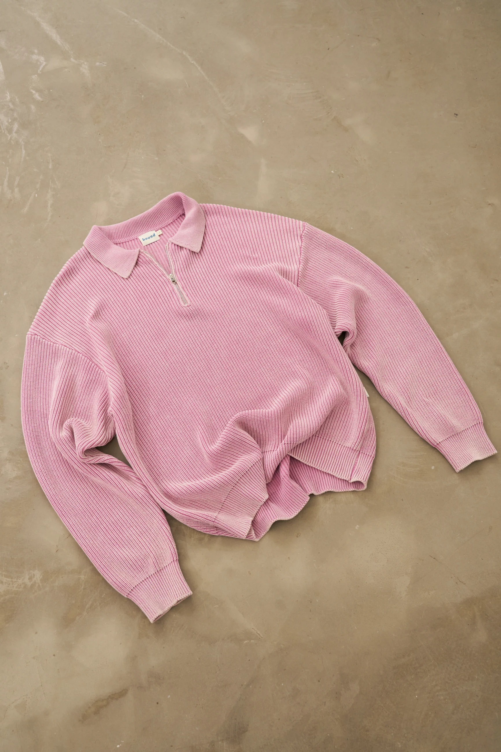 ROSE PINK ACID WASH HALF ZIP KNIT PULLOVER - Image 9