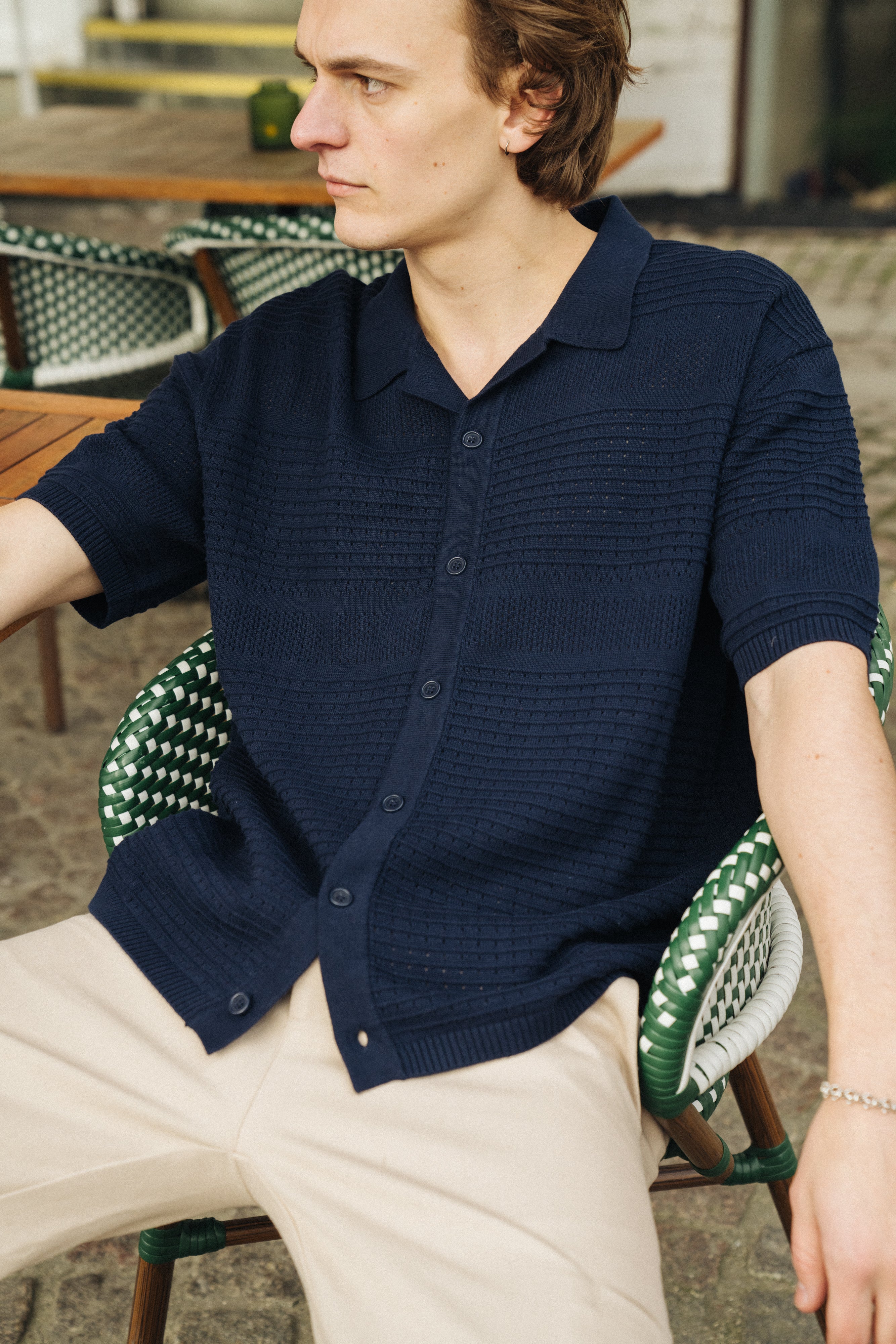 RUPERT CROCHET KNIT POLO - NAVY - Image 2