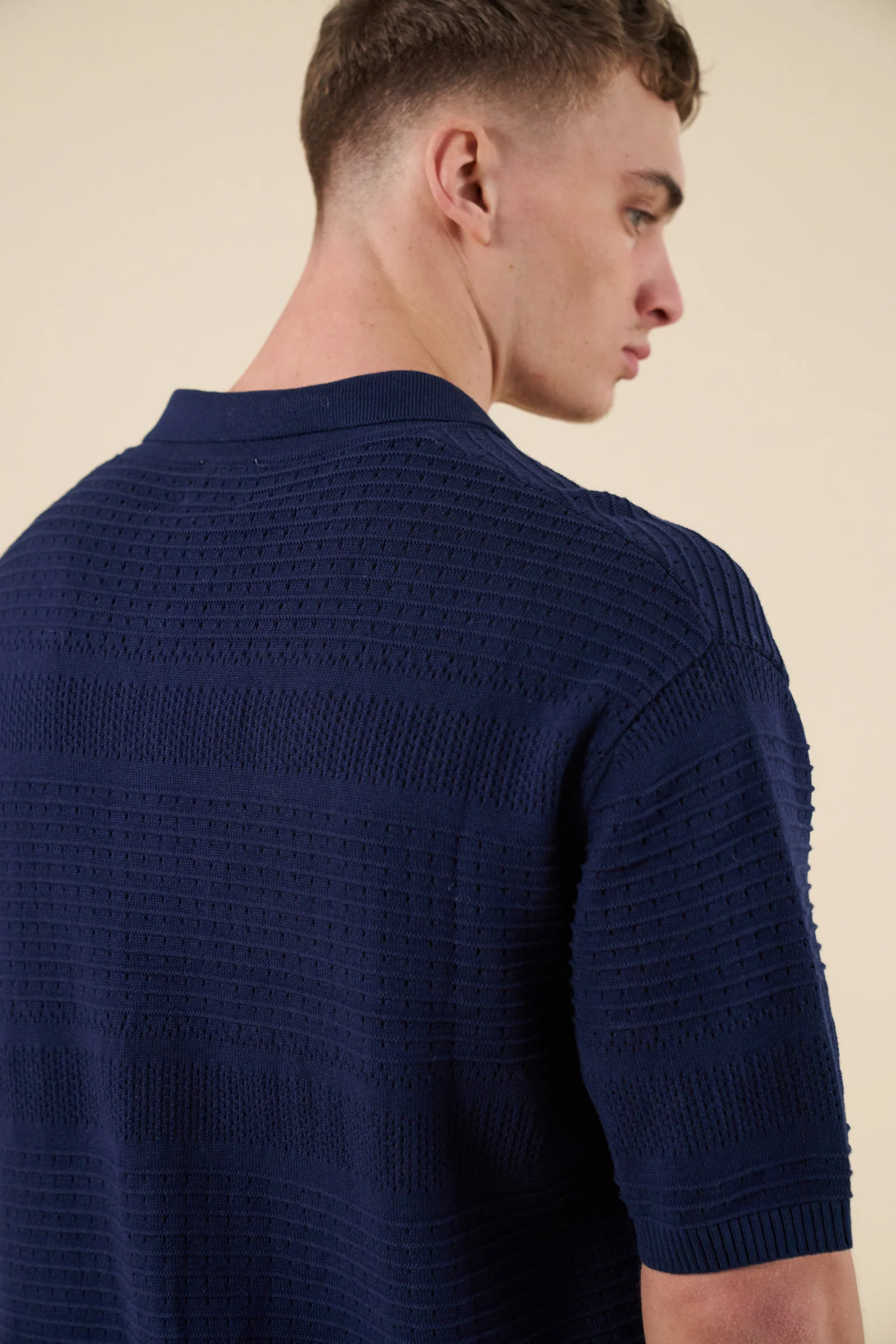 RUPERT CROCHET KNIT POLO - NAVY - Image 6