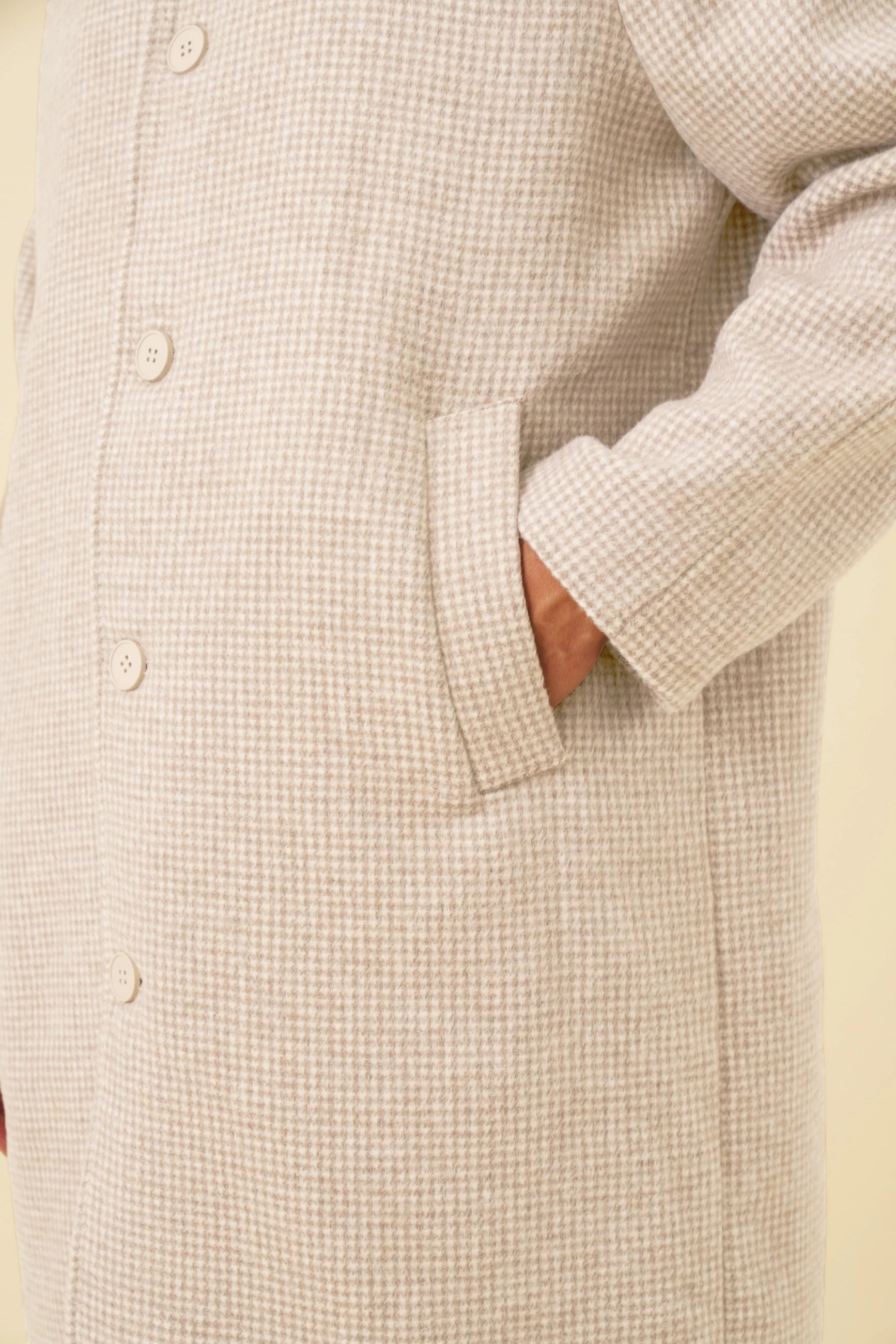 SAND DOGTOOTH WOOL COAT - Image 5