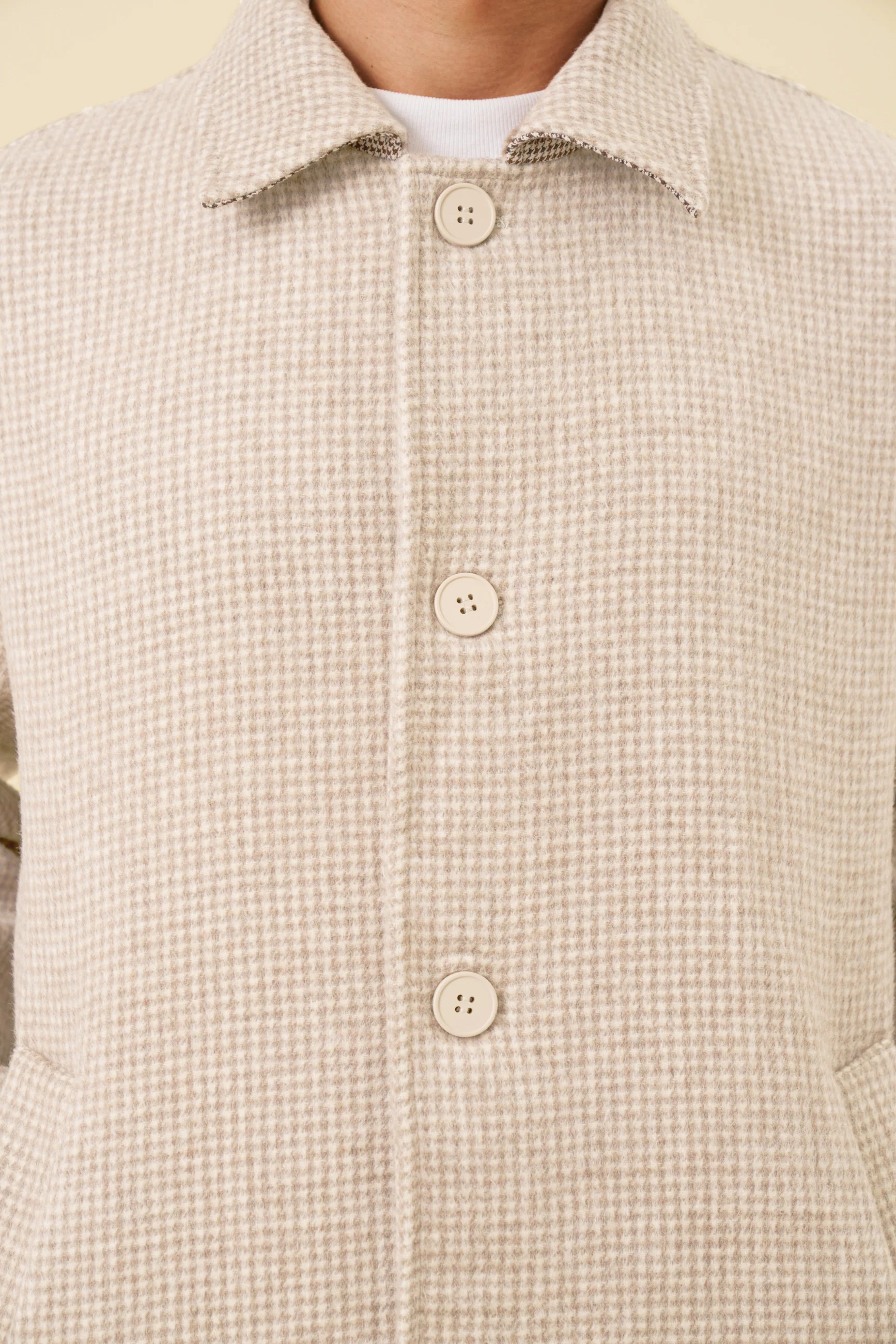 SAND DOGTOOTH WOOL COAT - Image 6