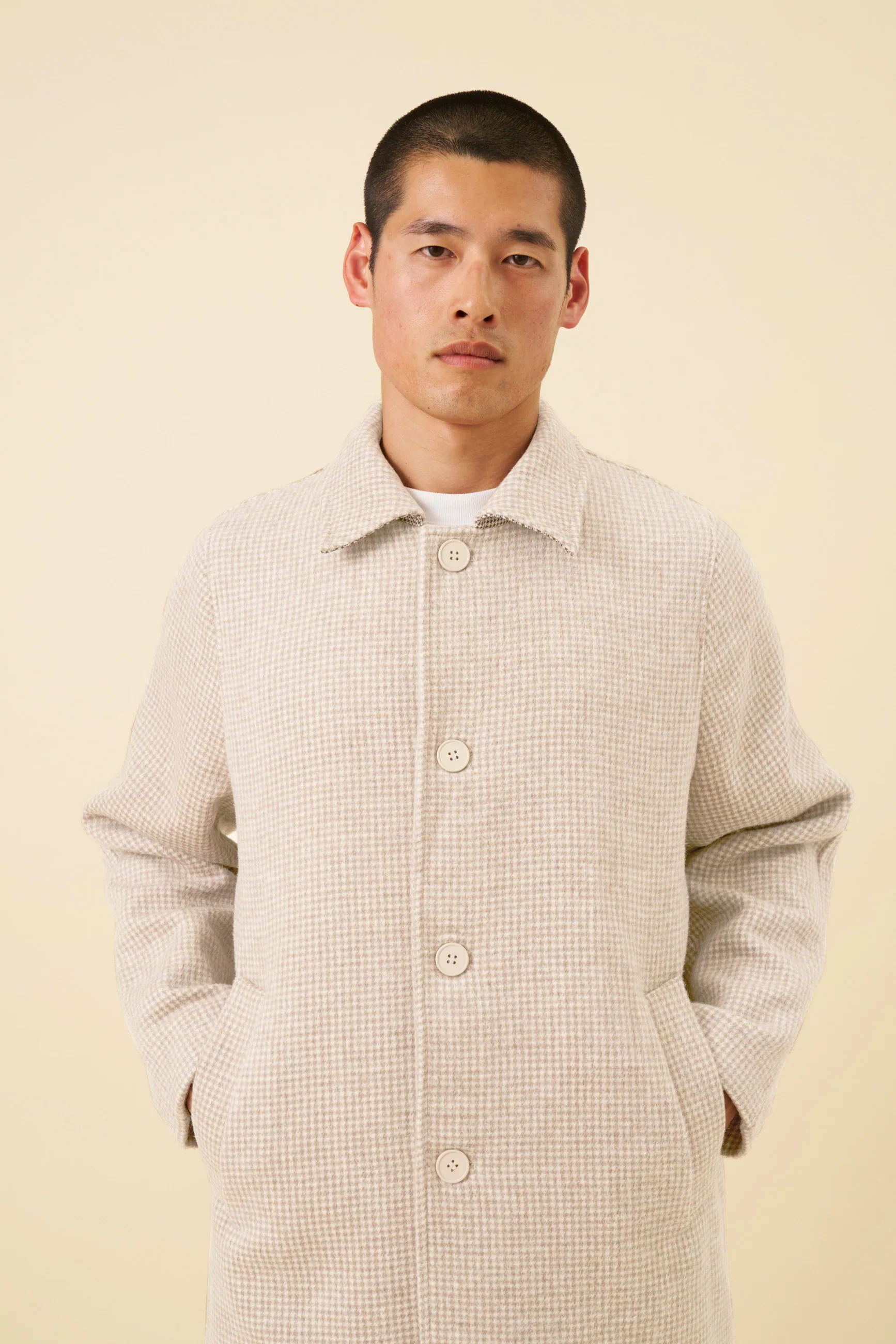 SAND DOGTOOTH WOOL COAT - Image 7