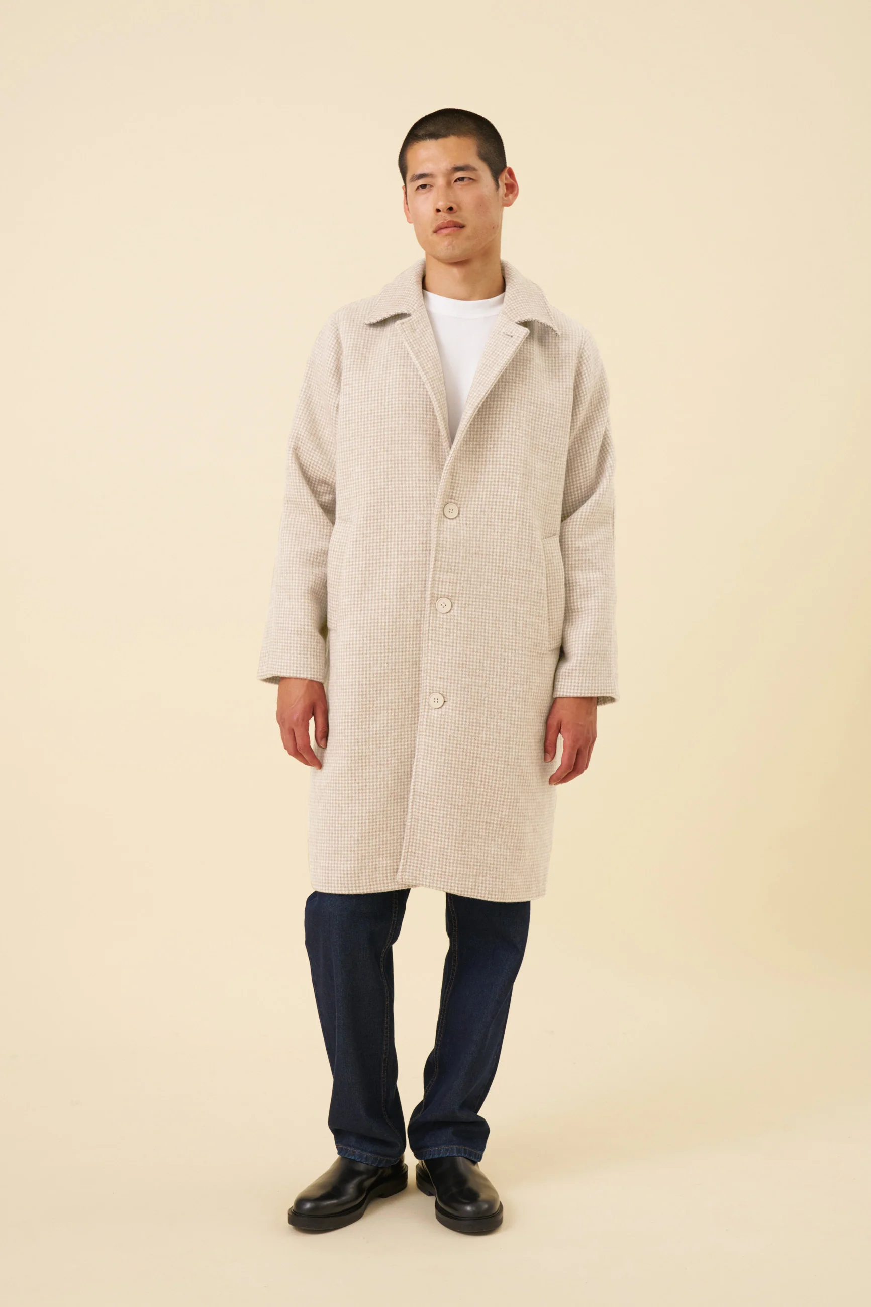 SAND DOGTOOTH WOOL COAT - Image 8