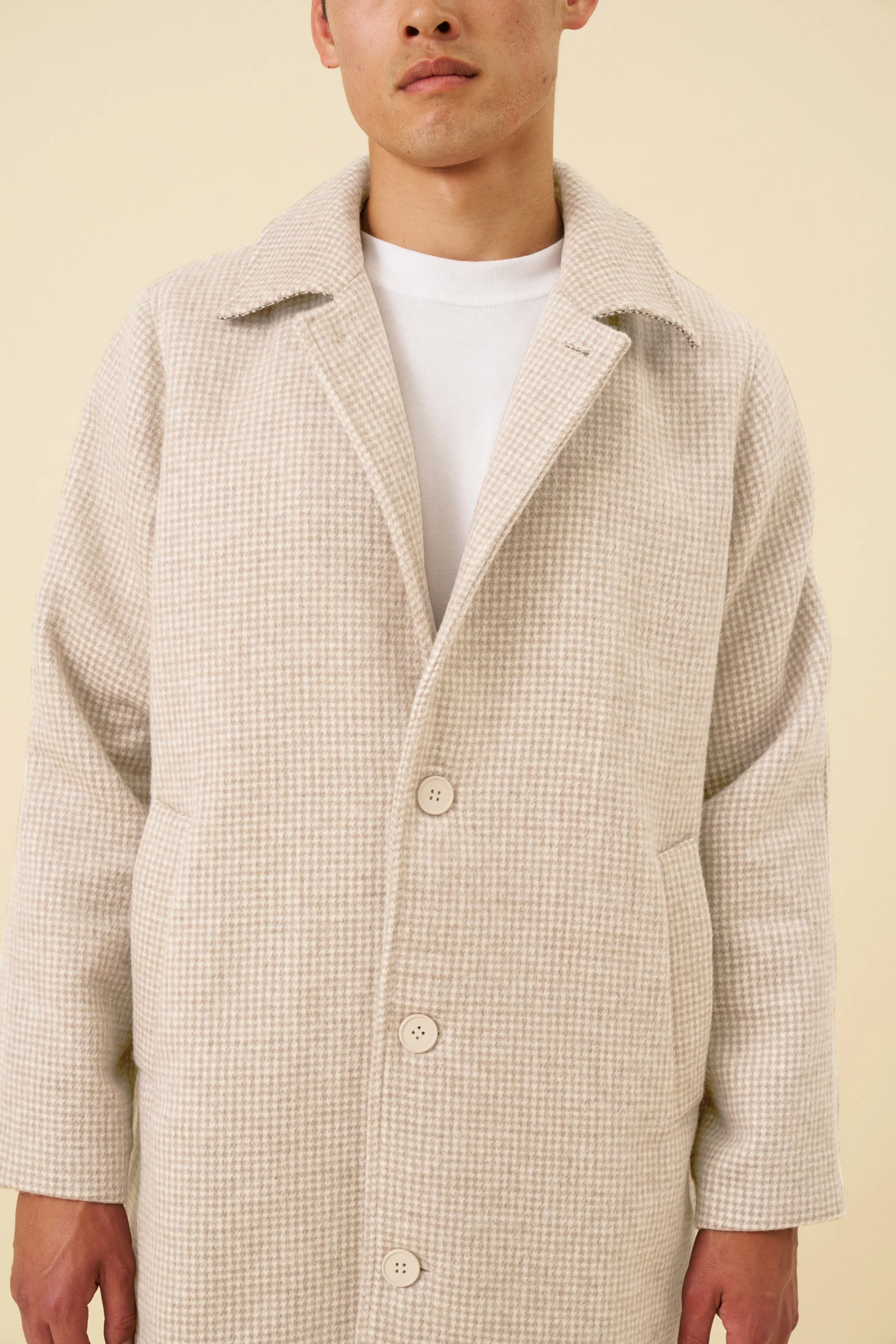 SAND DOGTOOTH WOOL COAT - Image 9