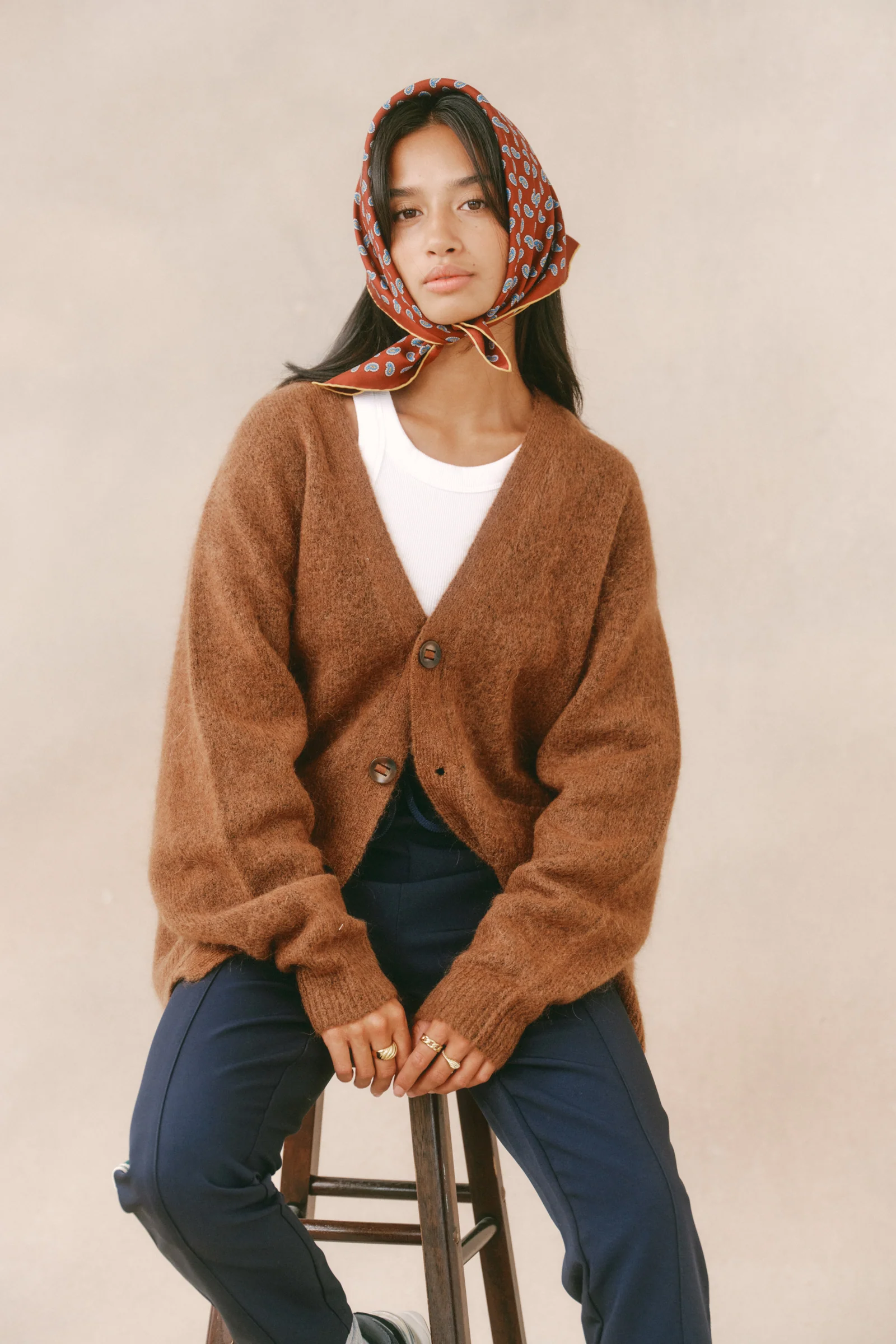 SAWYER MOHAIR CARDIGAN - BROWN - Image 5