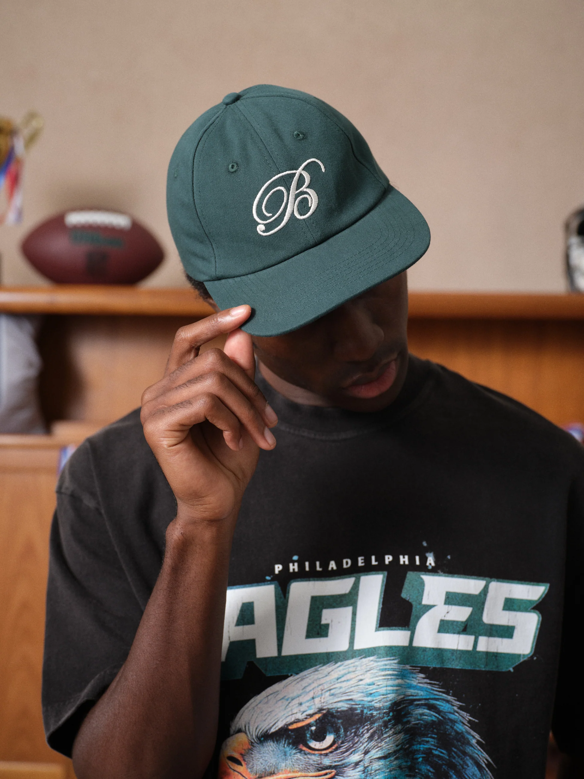 SCRIPT EMBROIDERED 6 PANEL CAP - FOREST GREEN - Image 2
