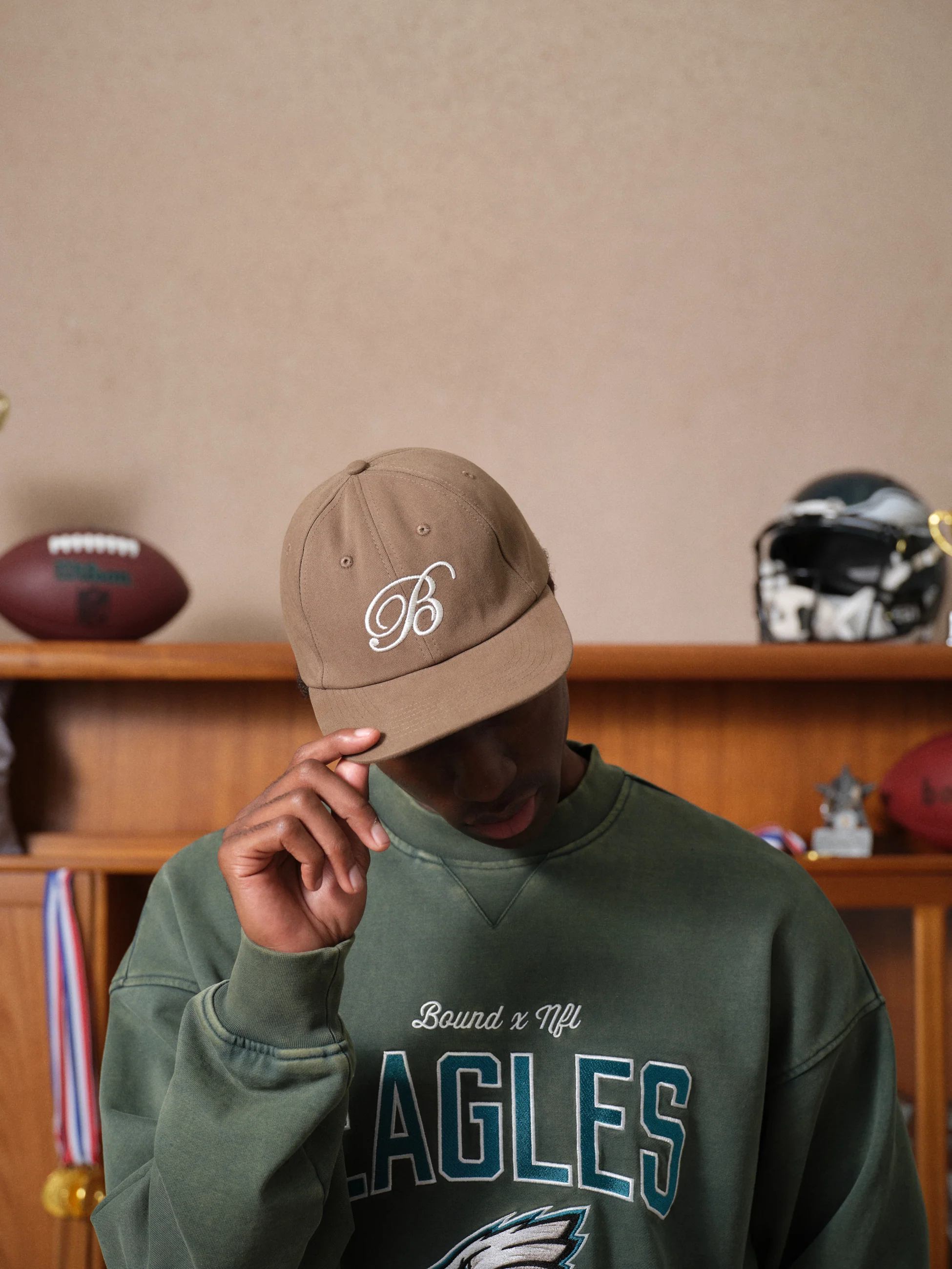 SCRIPT EMBROIDERED 6 PANEL CAP - MUSHROOM - Image 2