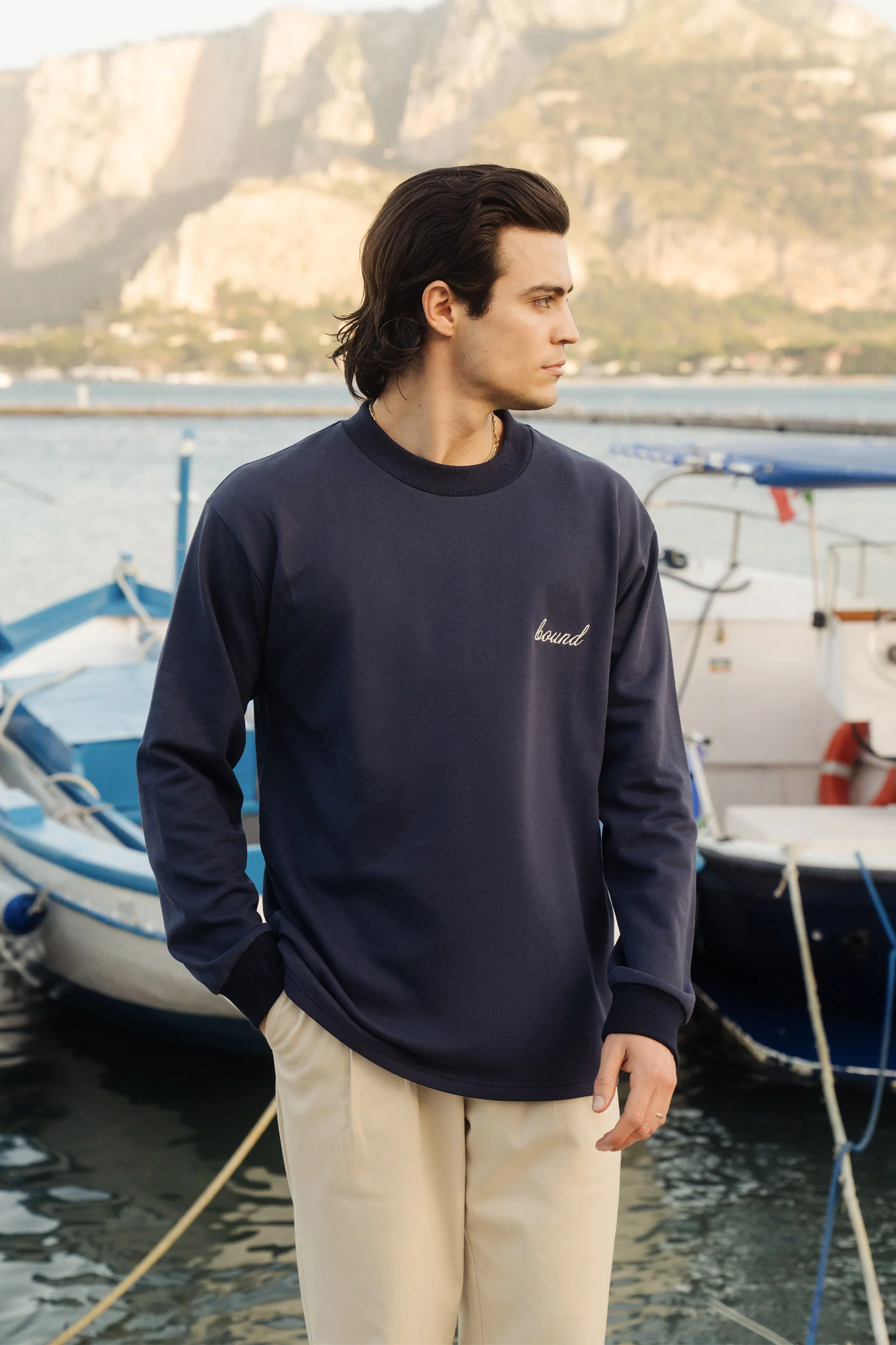 SCRIPT LONGSLEEVE HEAVY TEE - NAVY - Image 4
