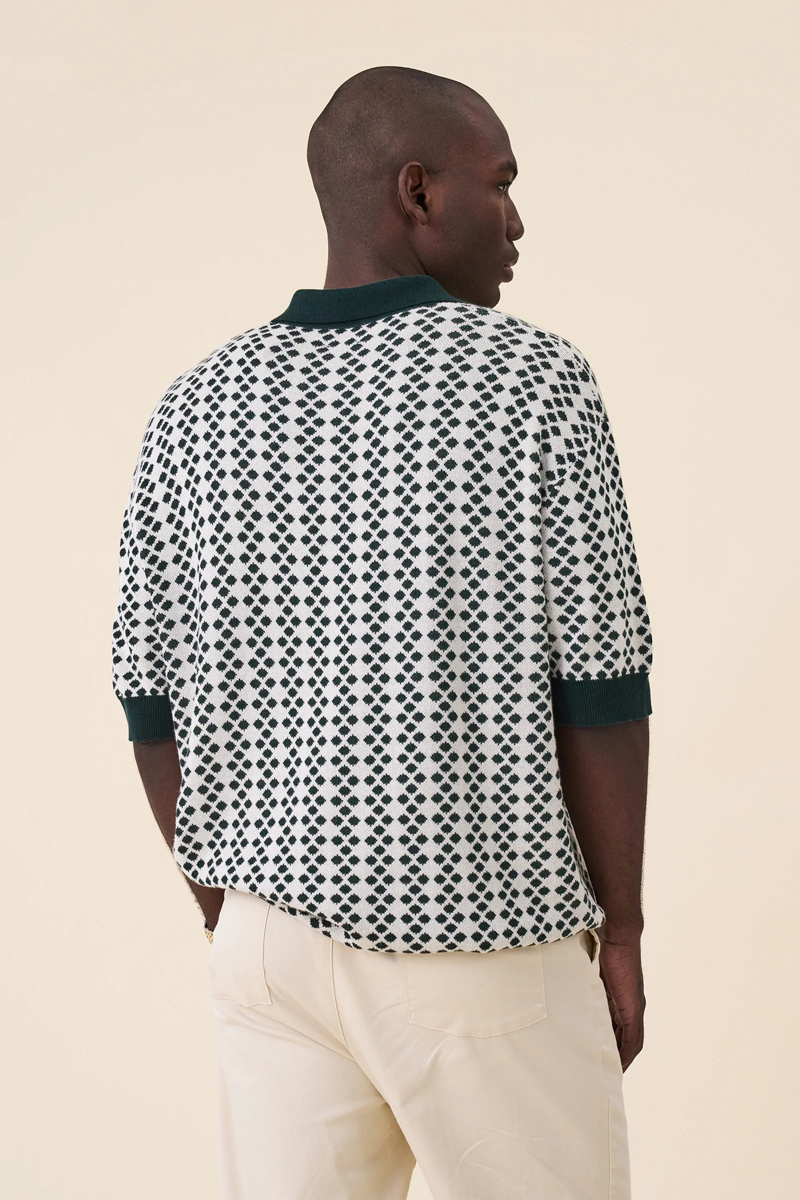SERRA DOTTED KNIT POLO - WHITE / GREEN - Image 4