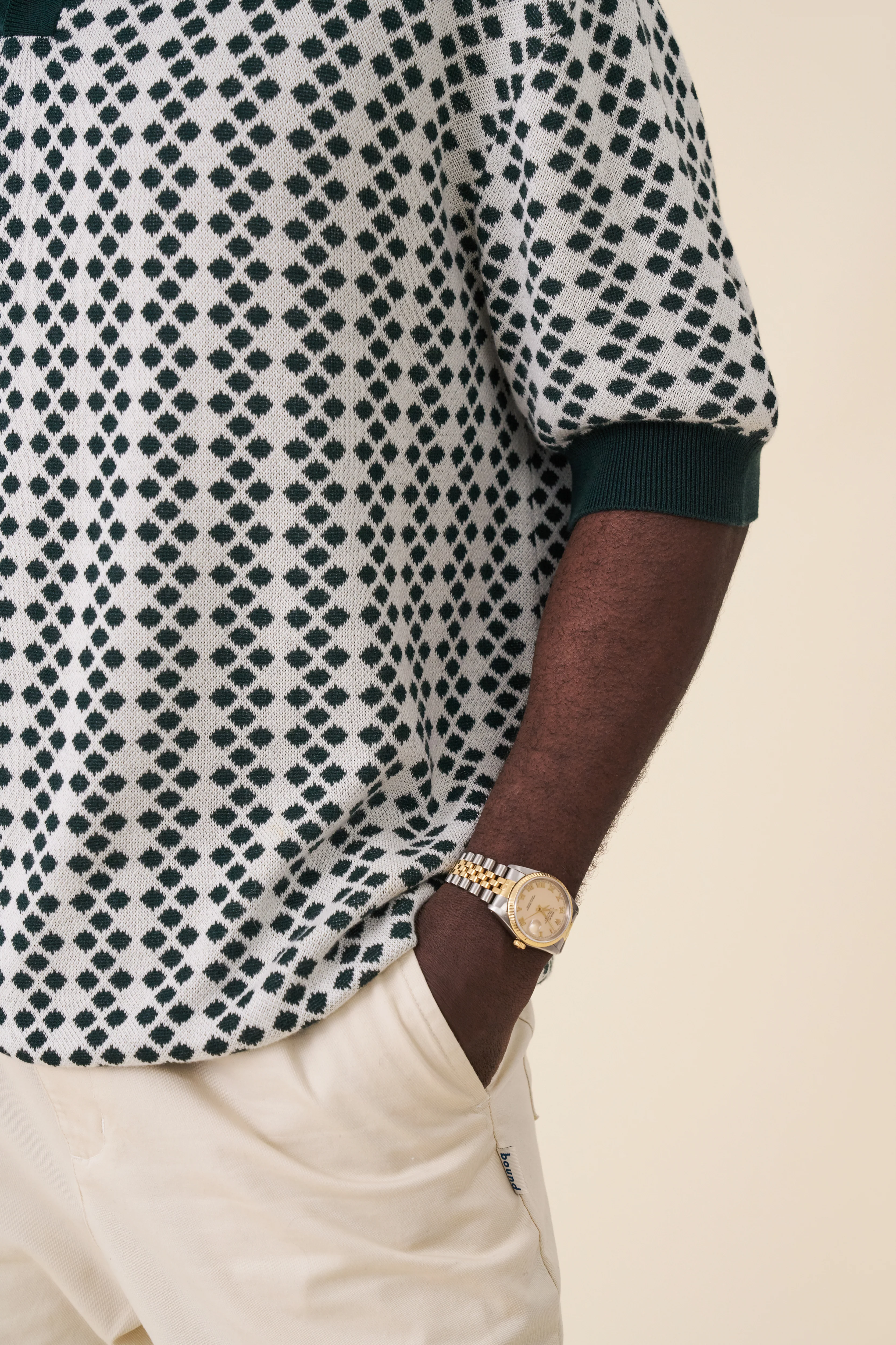 SERRA DOTTED KNIT POLO - WHITE / GREEN - Image 6