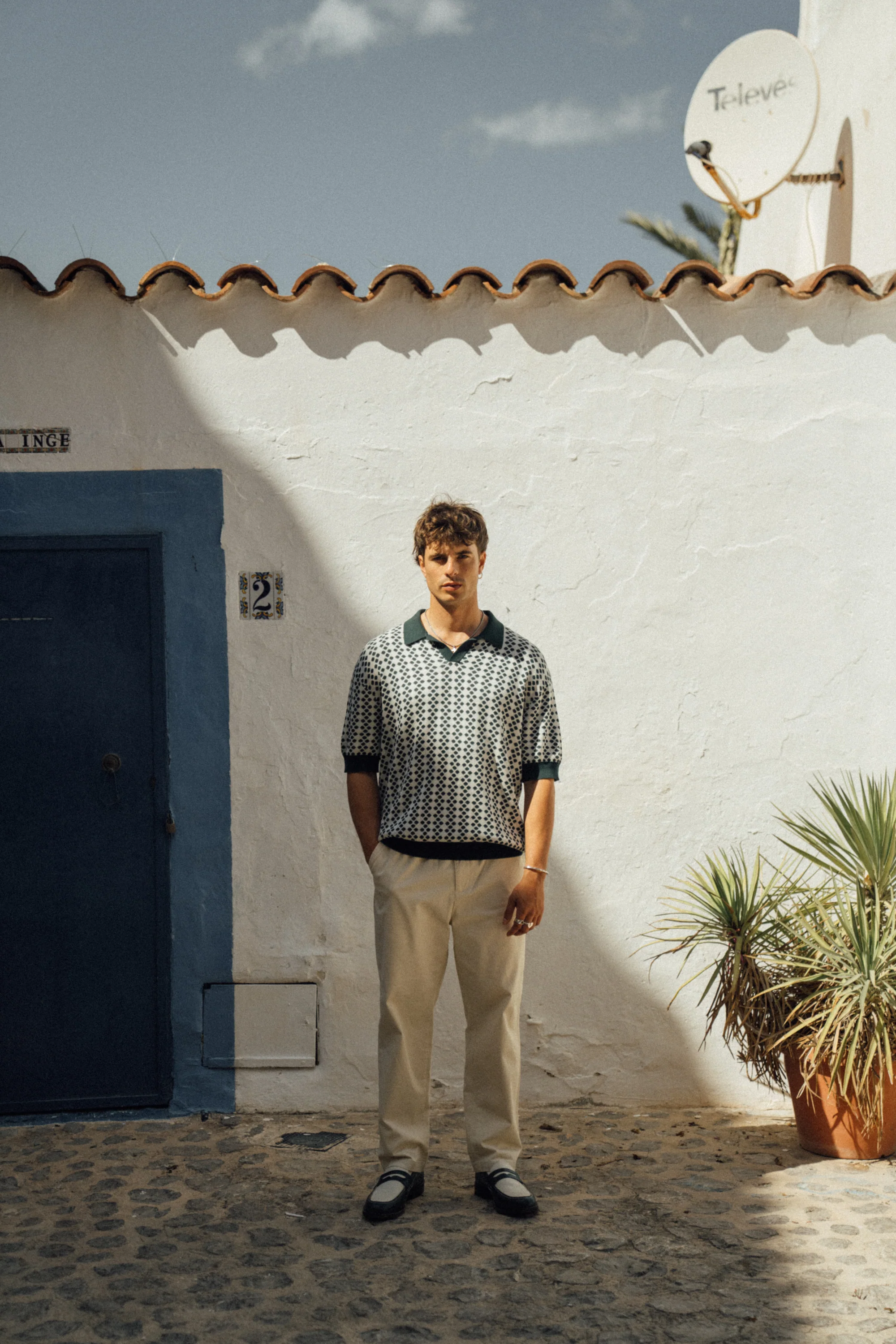 SERRA DOTTED KNIT POLO - WHITE / GREEN - Image 8
