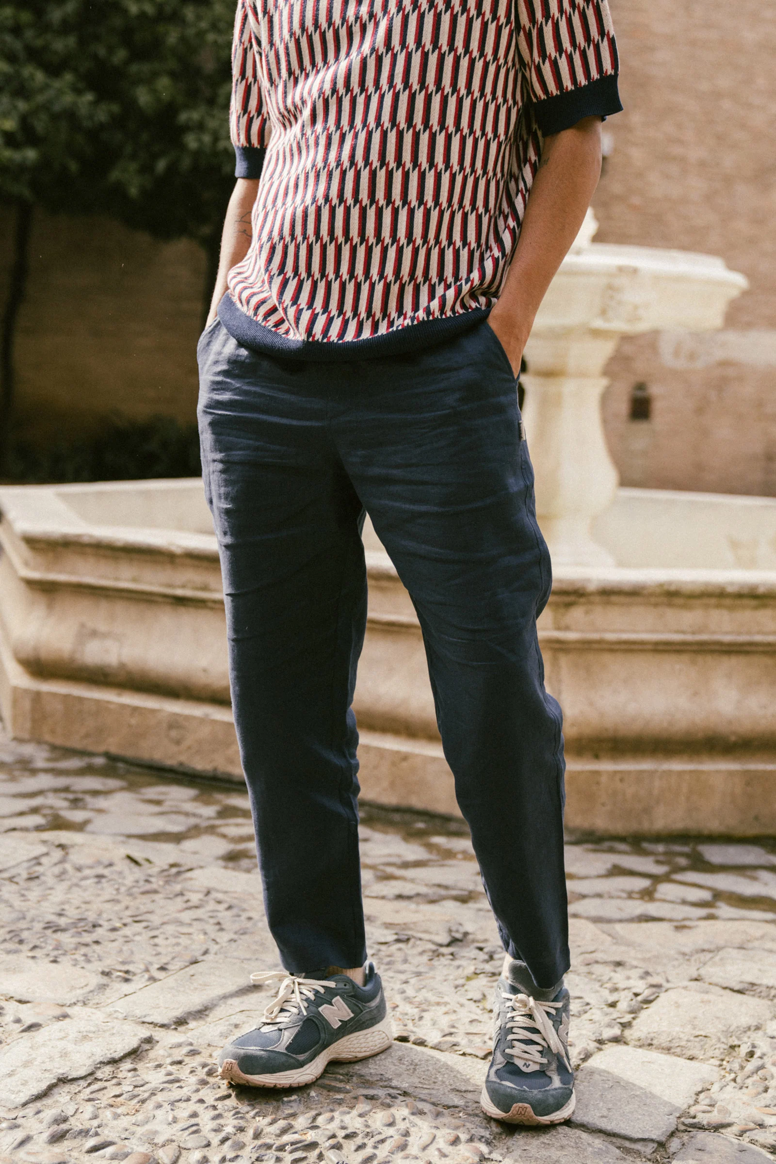 SEVILLE LINEN TROUSERS - NAVY - Image 4