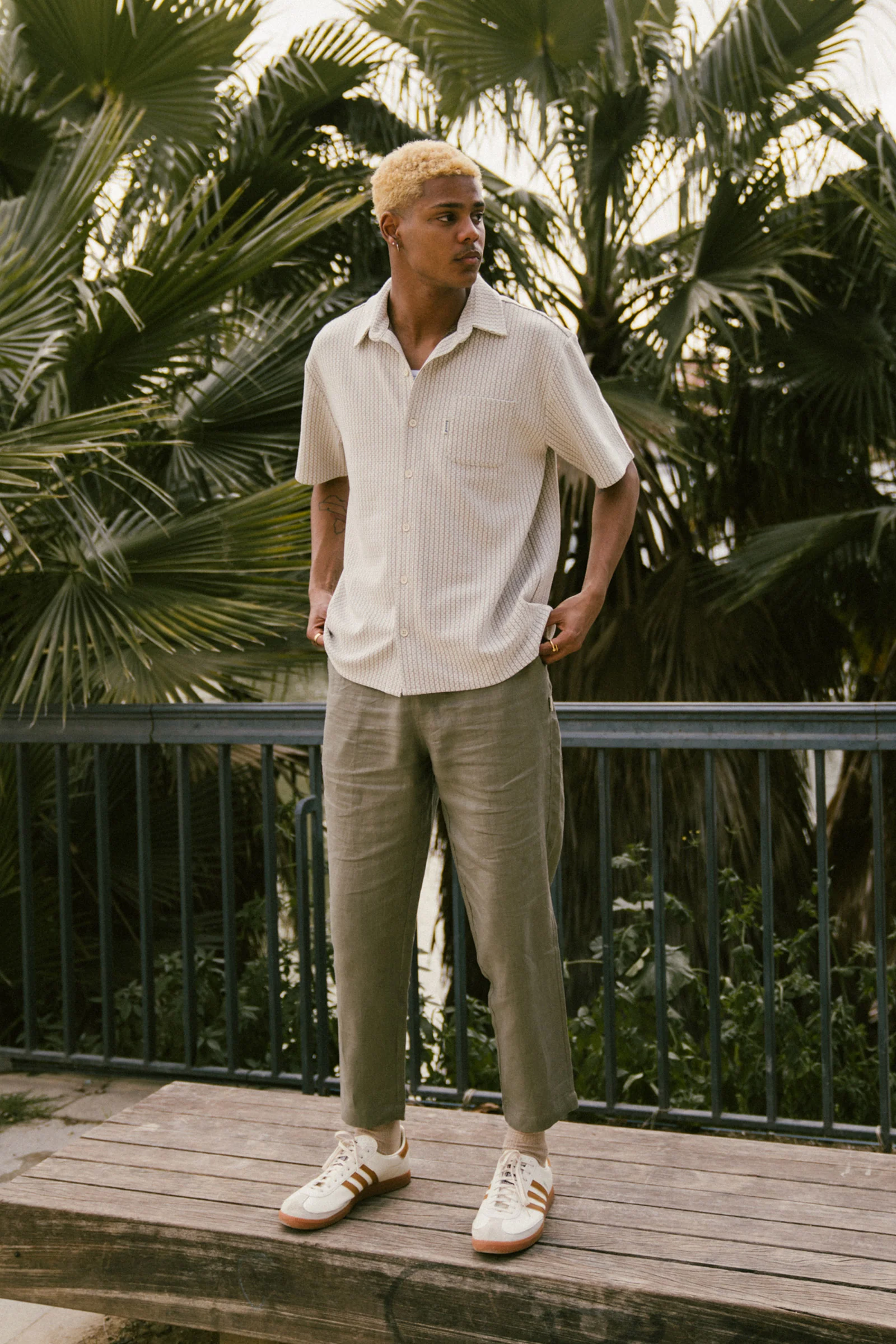 SEVILLE LINEN TROUSERS - OLIVE - Image 4