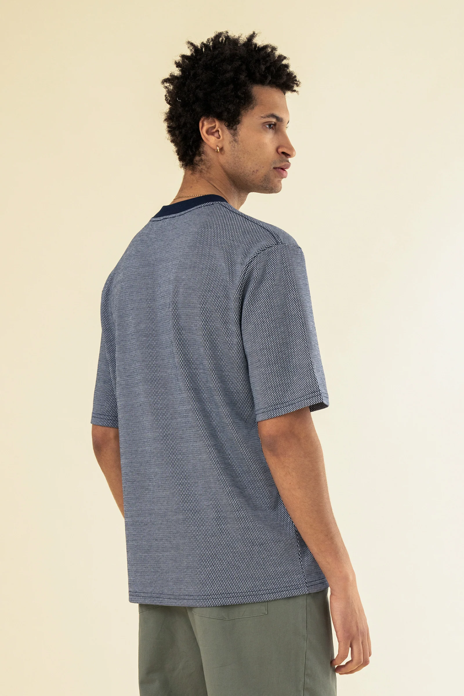 SHAPED JACQUARD TEE - NAVY - Image 4