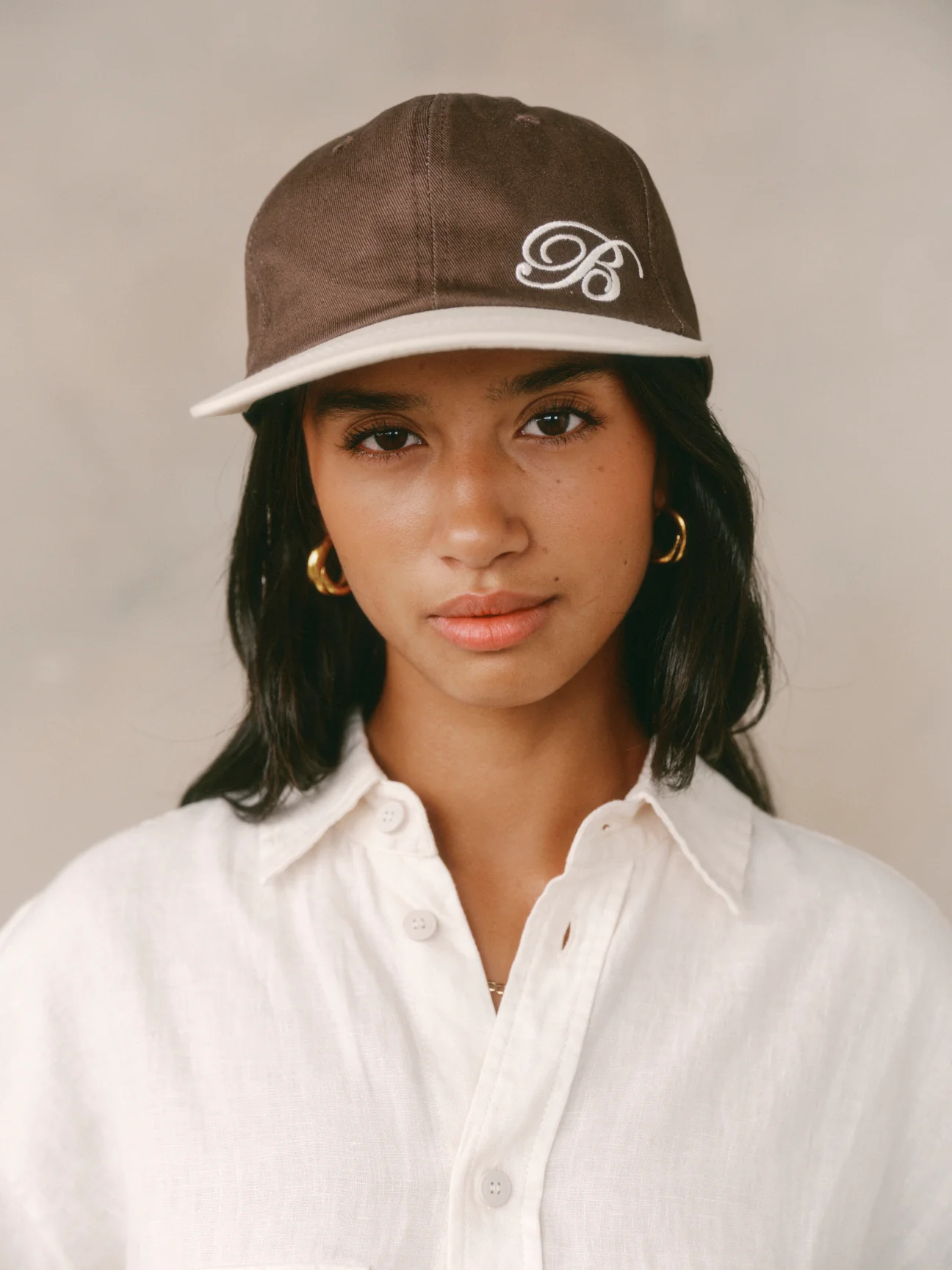 SIGNATURE 6 PANEL CAP - BROWN / CREAM - Image 4