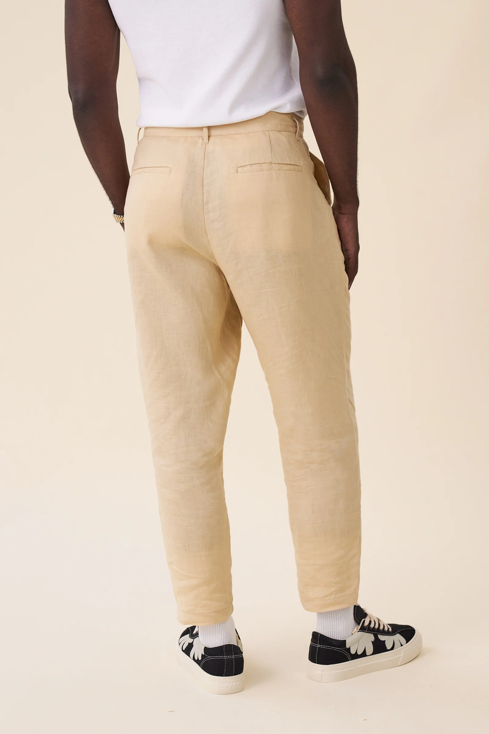 SMART PLEAT LINEN TROUSERS - MAIZE YELLOW - Image 3