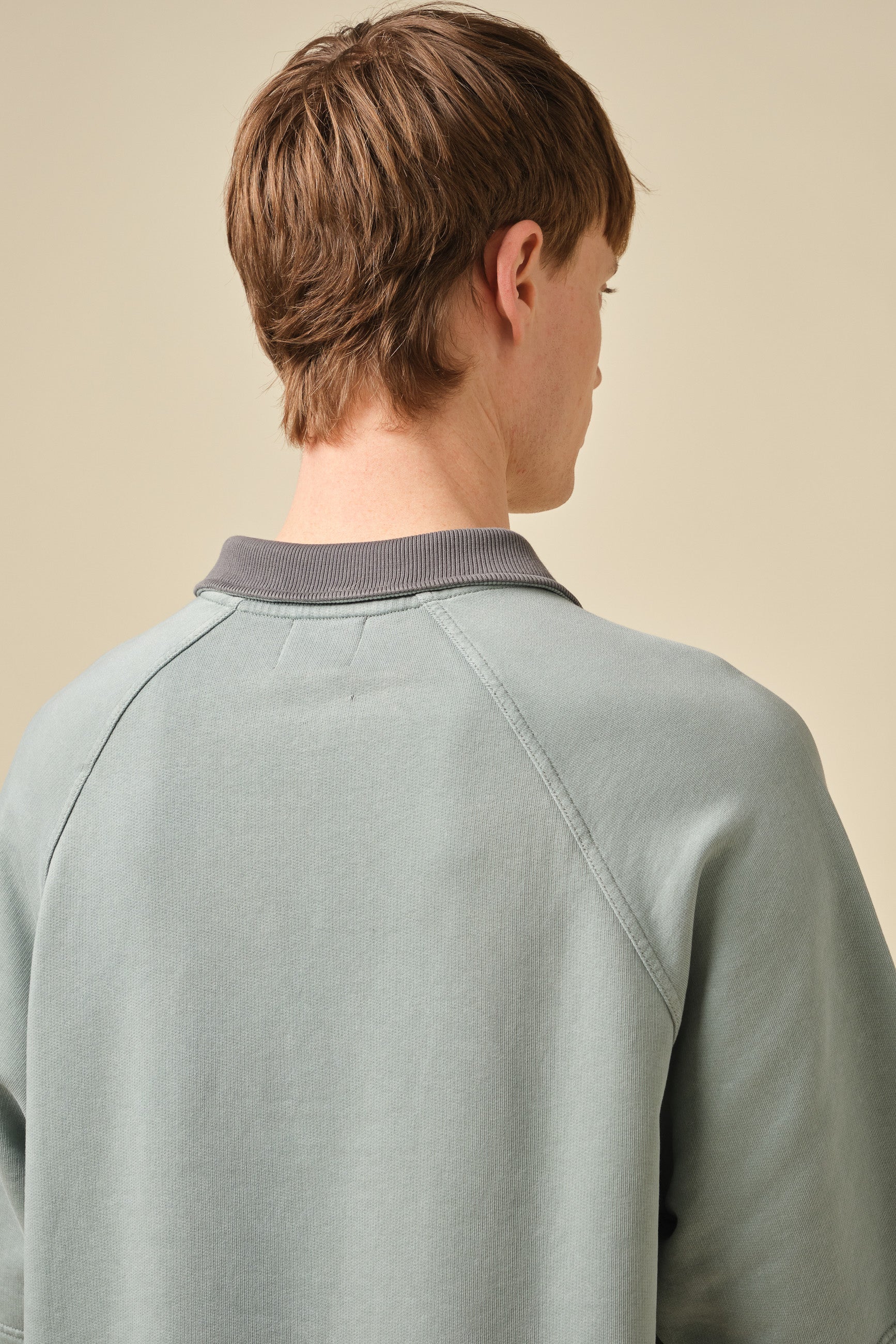 SNOW WASHED 1/4 ZIP JERSEY POLO - POWDER BLUE - Image 4