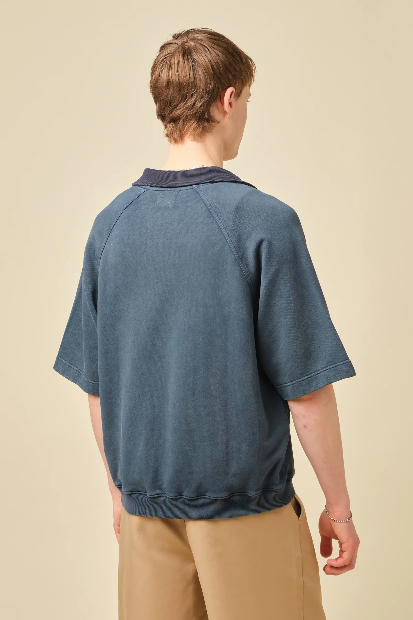 SNOW WASHED 1/4 ZIP JERSEY POLO - PETROL NAVY - Image 4