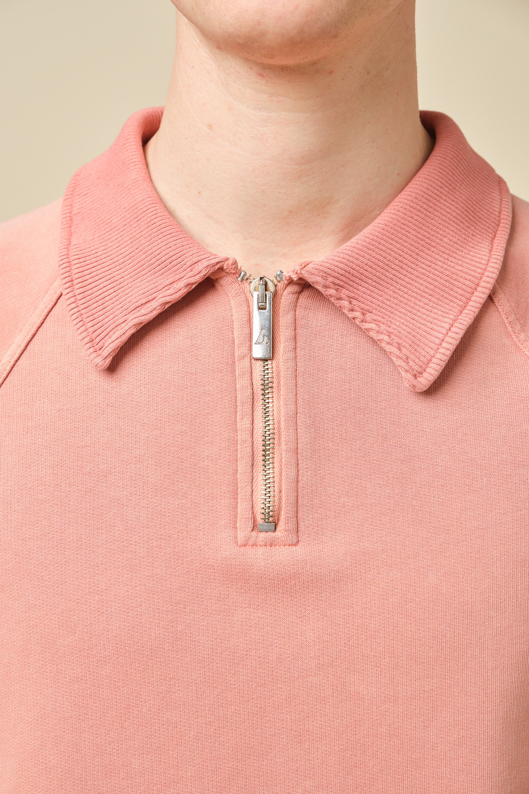 SNOW WASHED 1/4 ZIP JERSEY POLO - ROSE PINK - Image 2