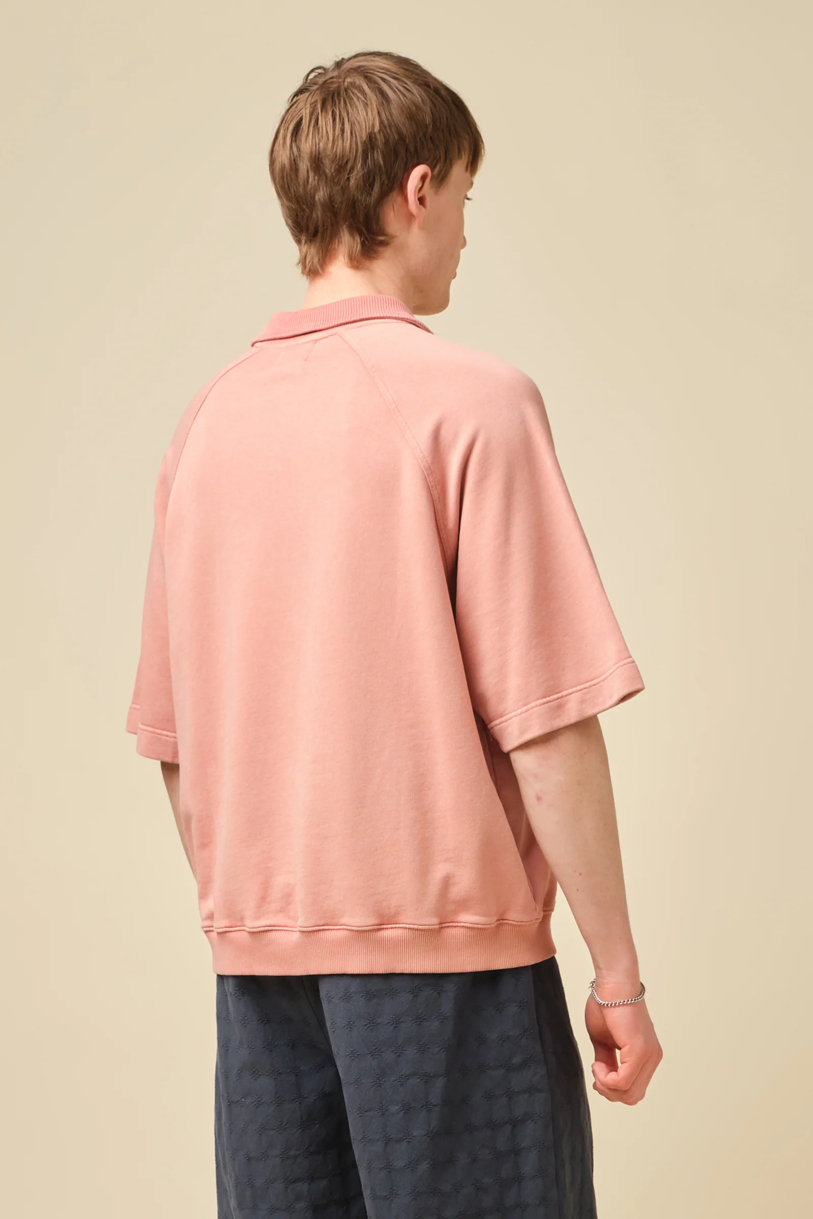 SNOW WASHED 1/4 ZIP JERSEY POLO - ROSE PINK - Image 3
