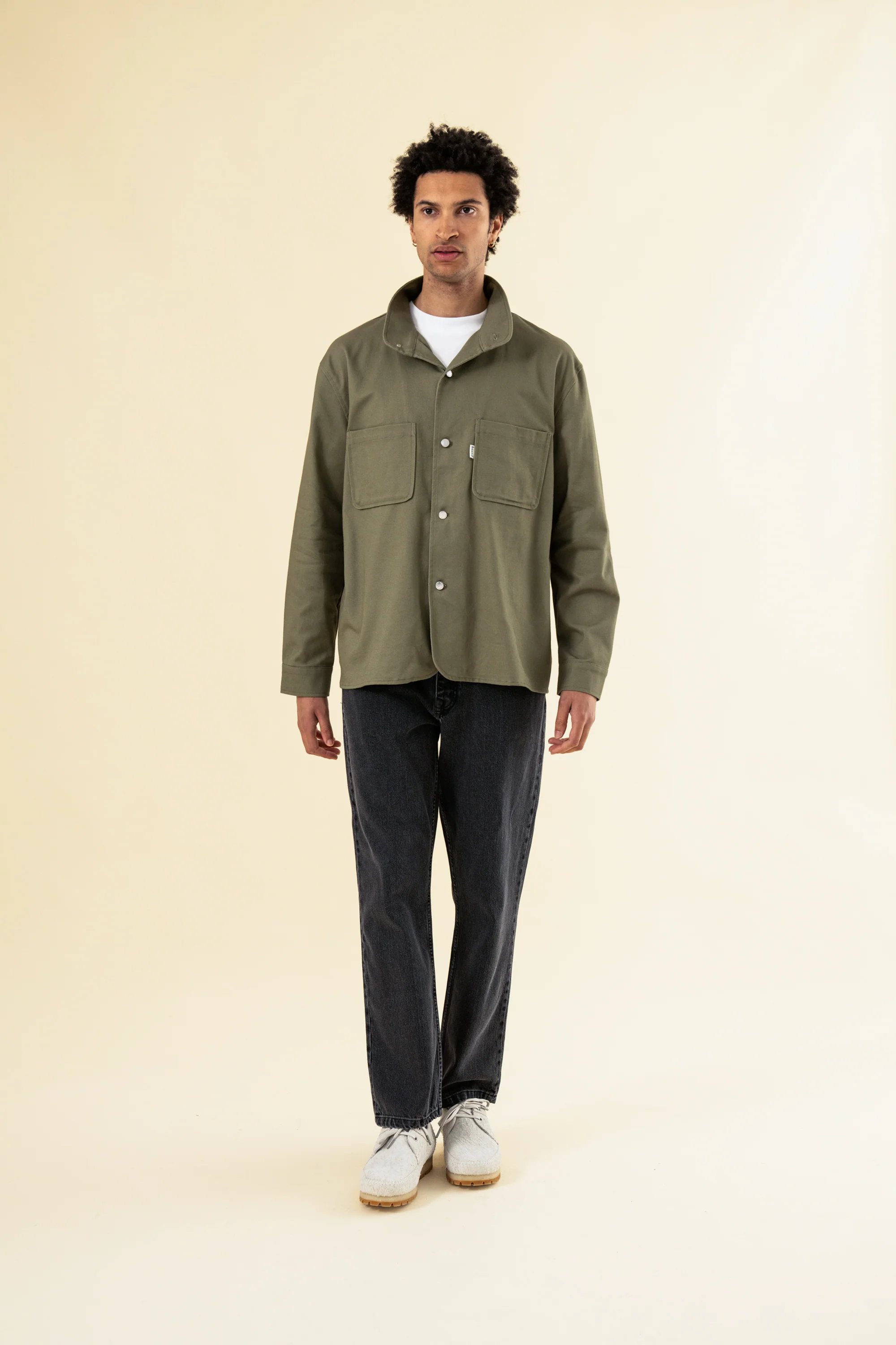 SOFT CANVAS OVERSHIRT - KHAKI - Image 3