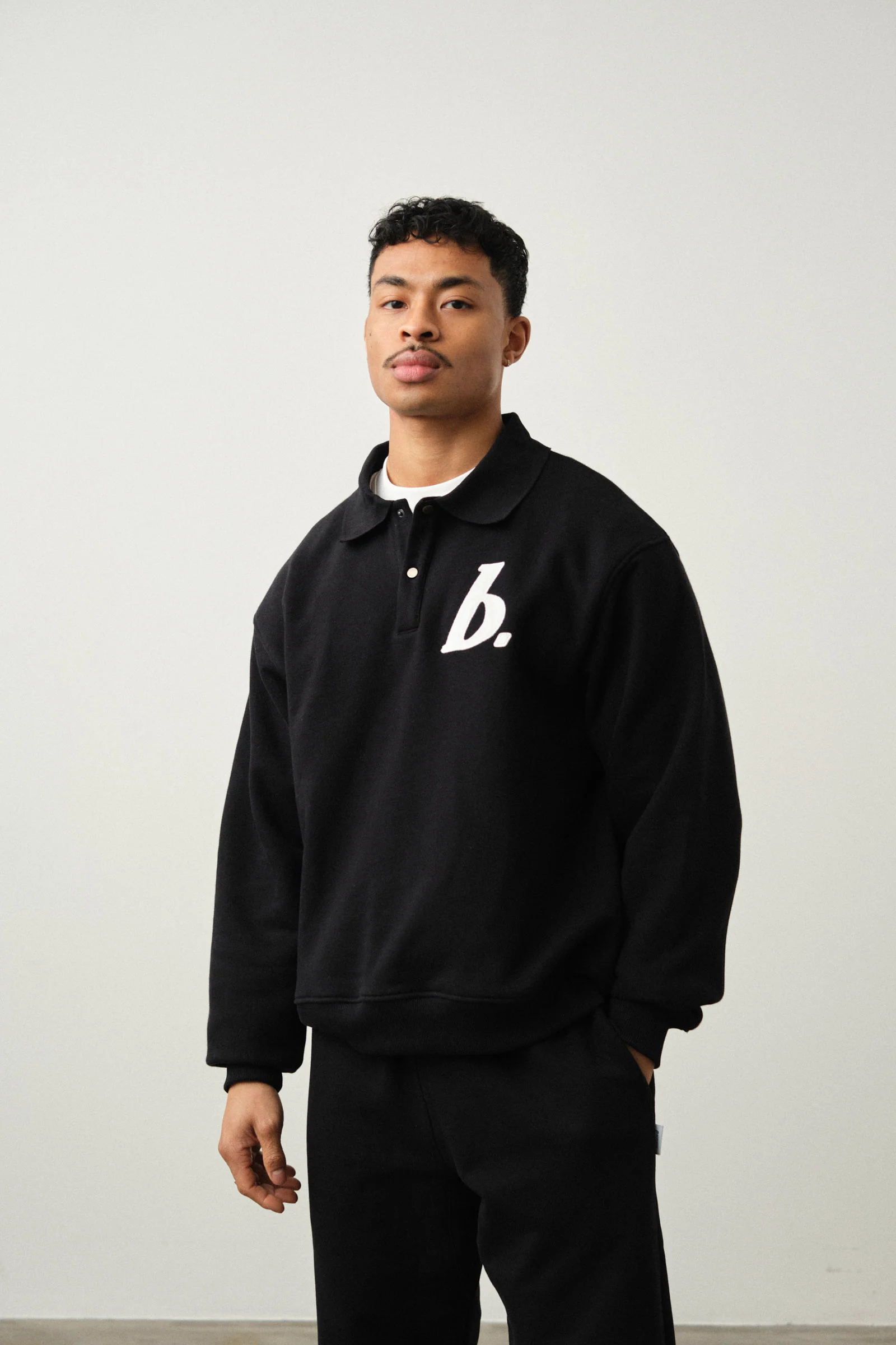 STAMP POLO SWEAT - BLACK - Image 2