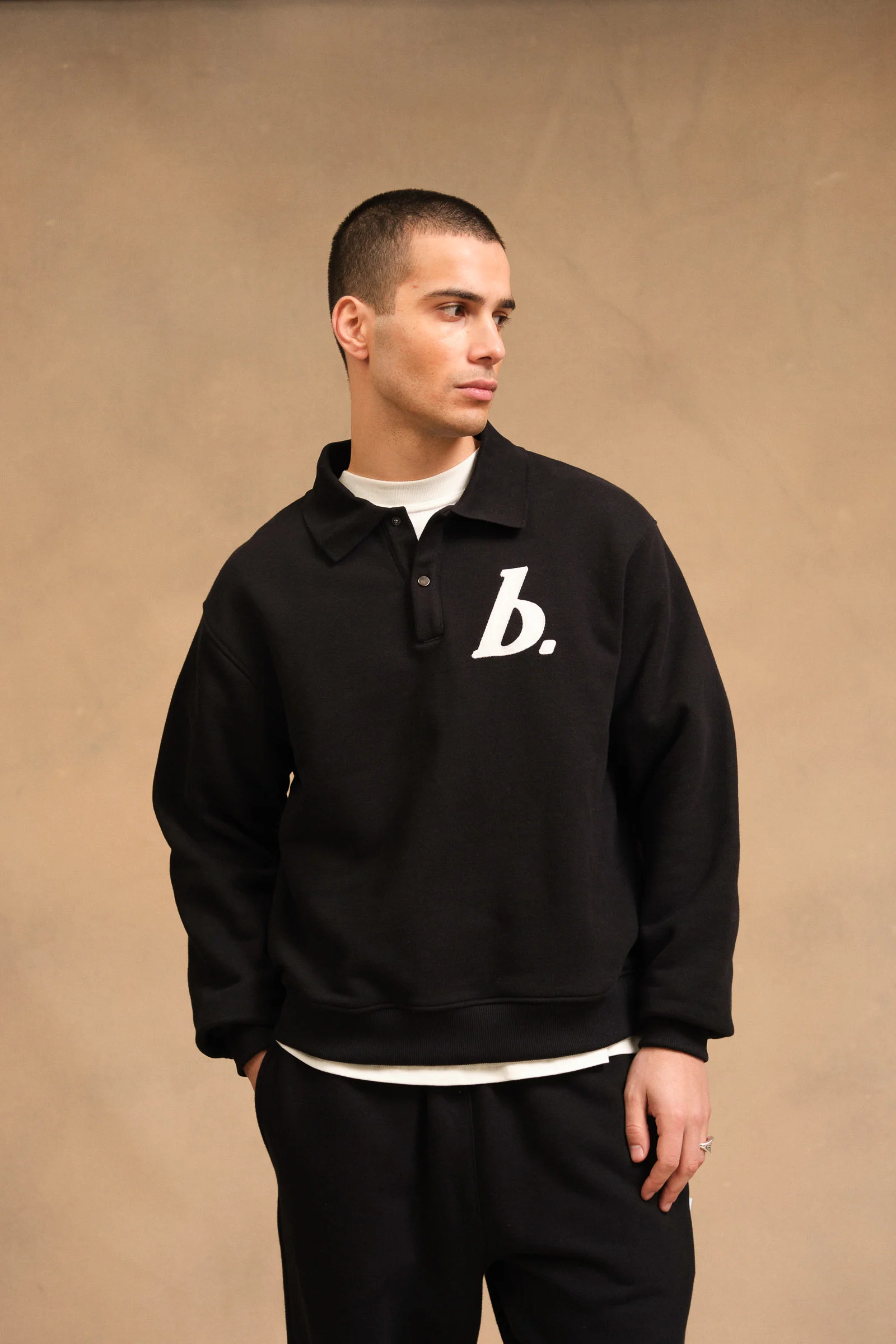 STAMP POLO SWEAT - BLACK - Image 6