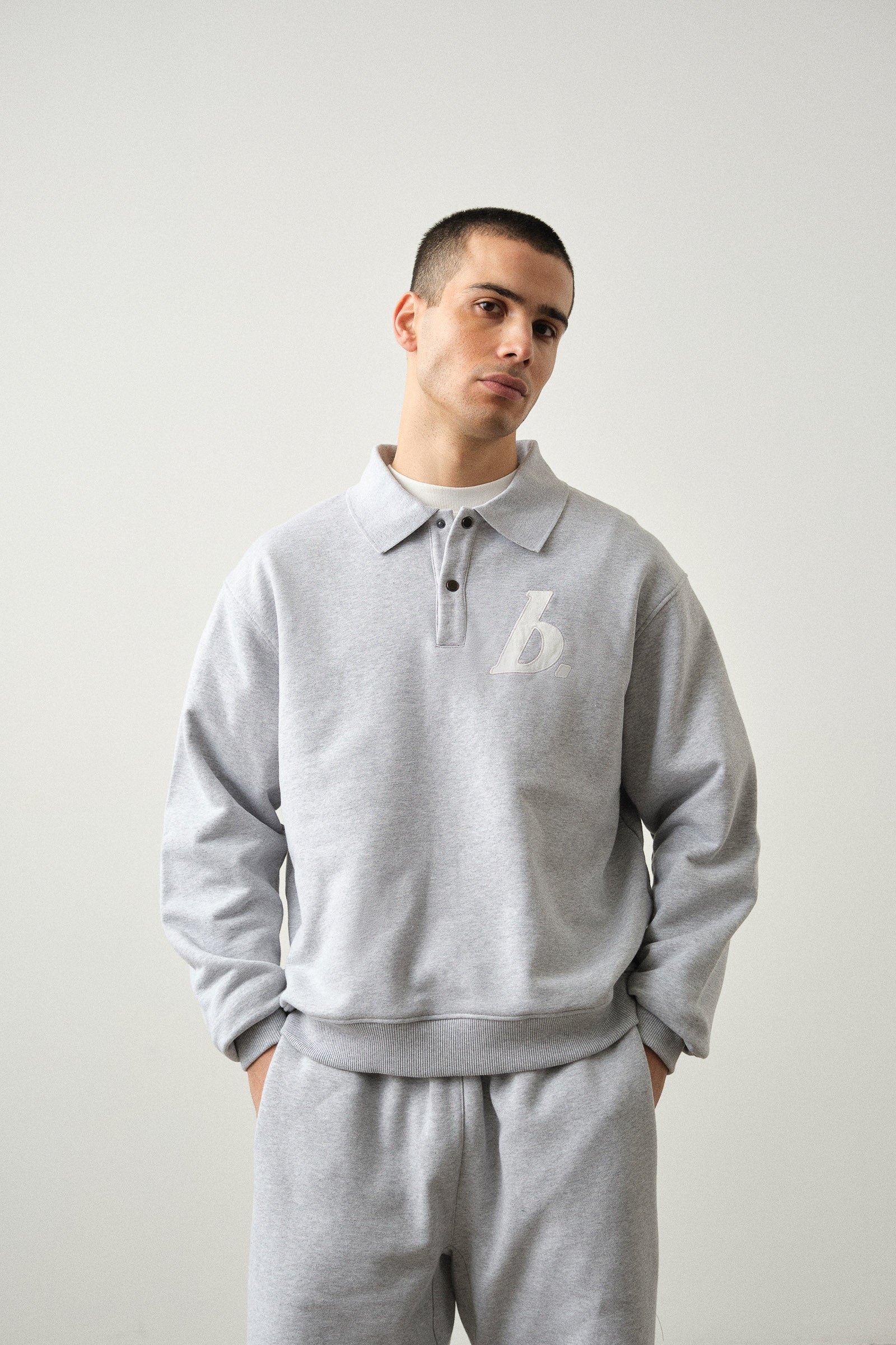 STAMP POLO SWEAT - GREY MARL - Image 2