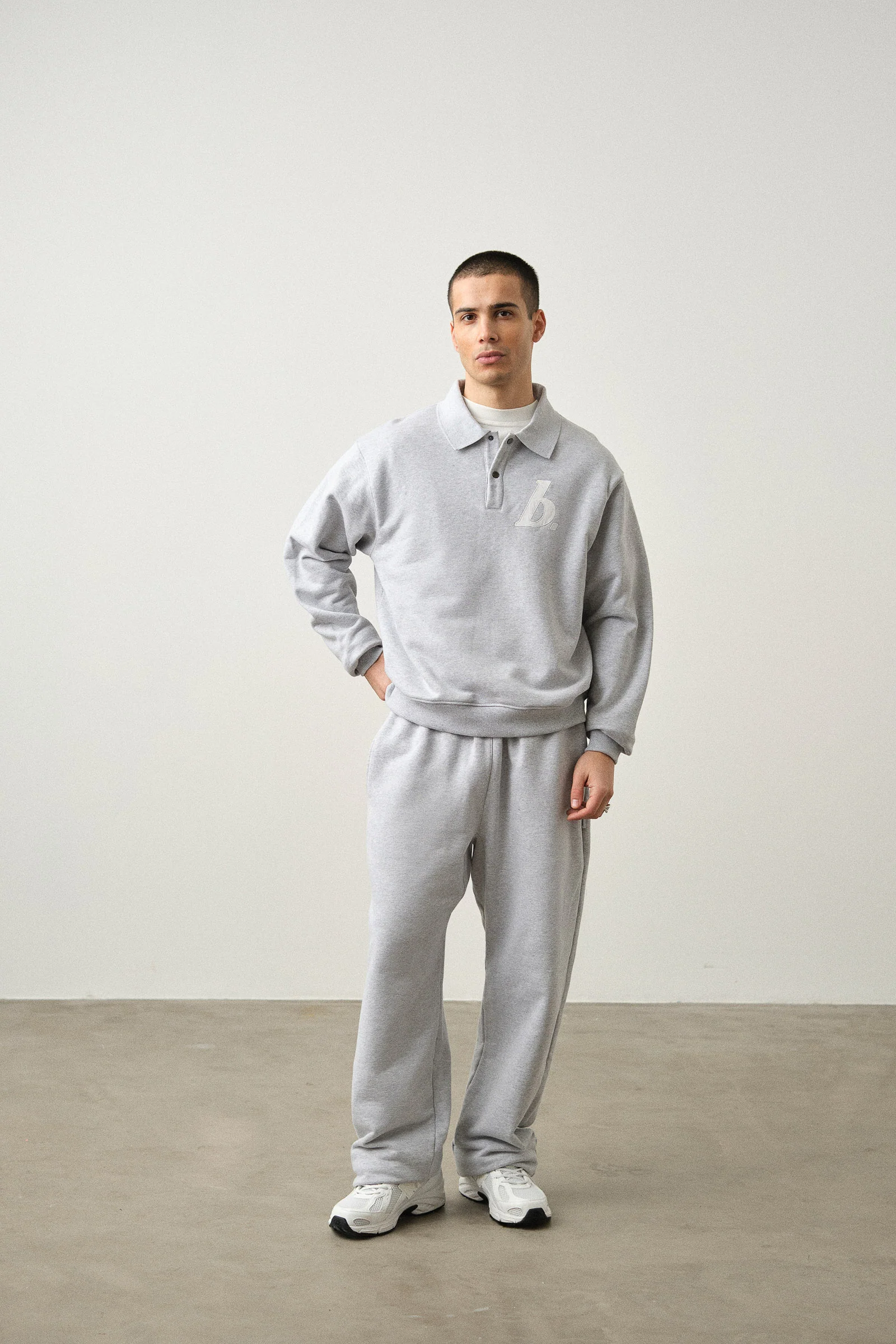 STAMP POLO SWEAT - GREY MARL - Image 3