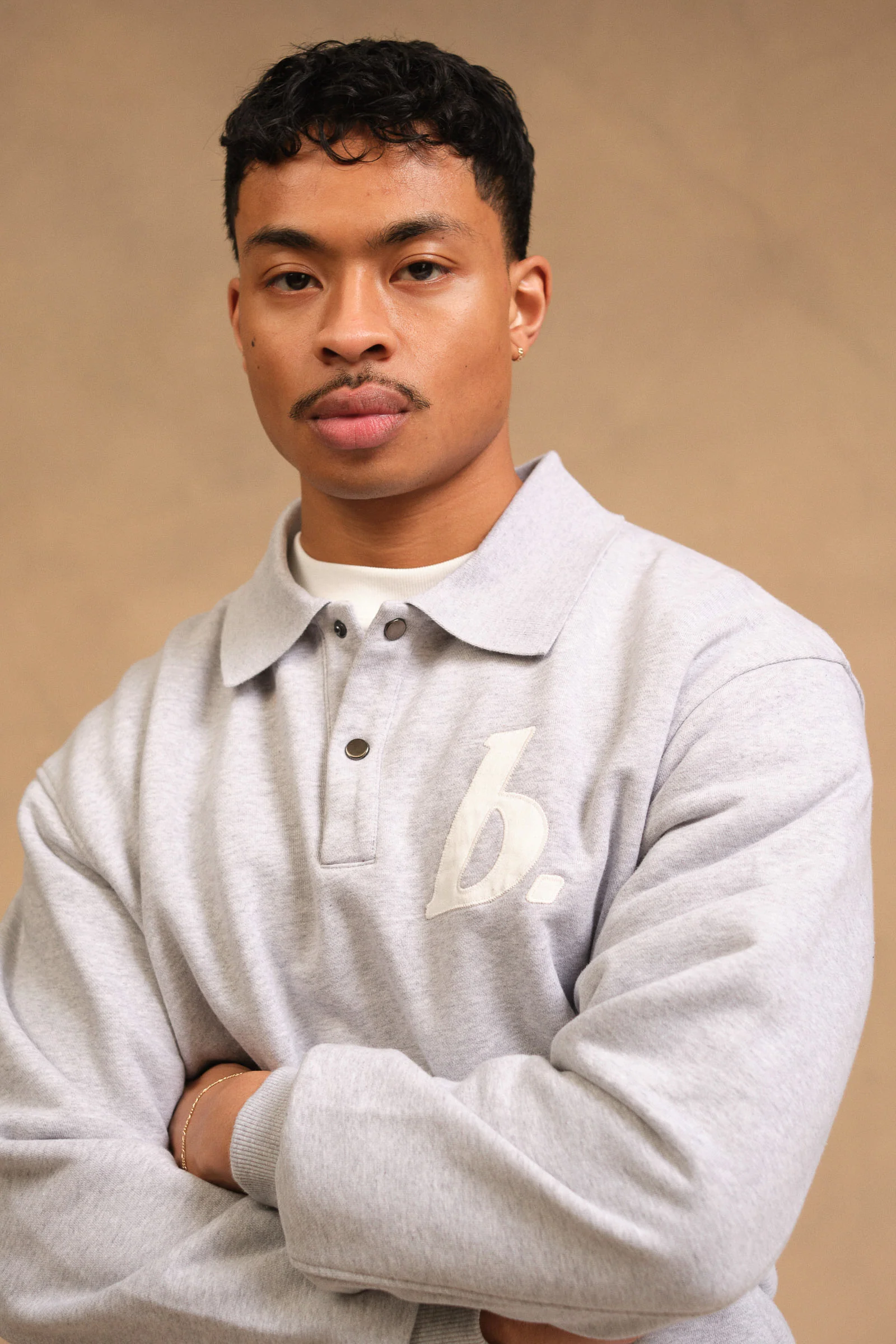 STAMP POLO SWEAT - GREY MARL - Image 6