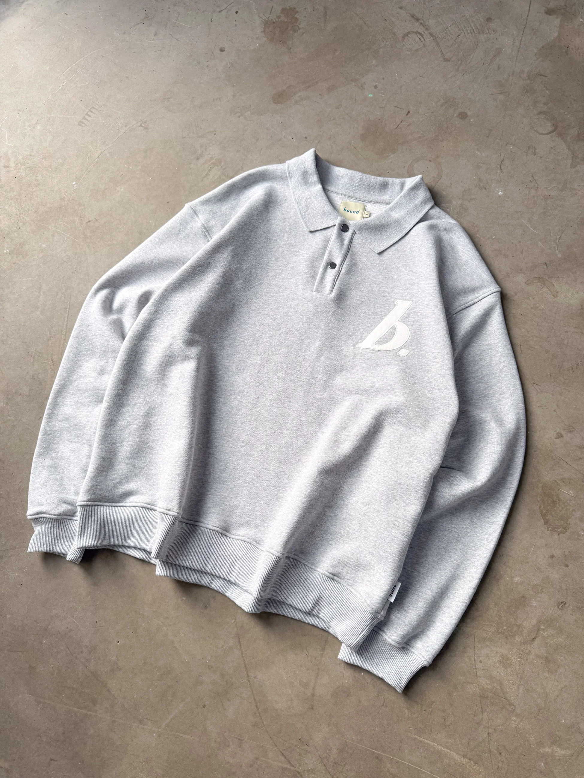 STAMP POLO SWEAT - GREY MARL - Image 8