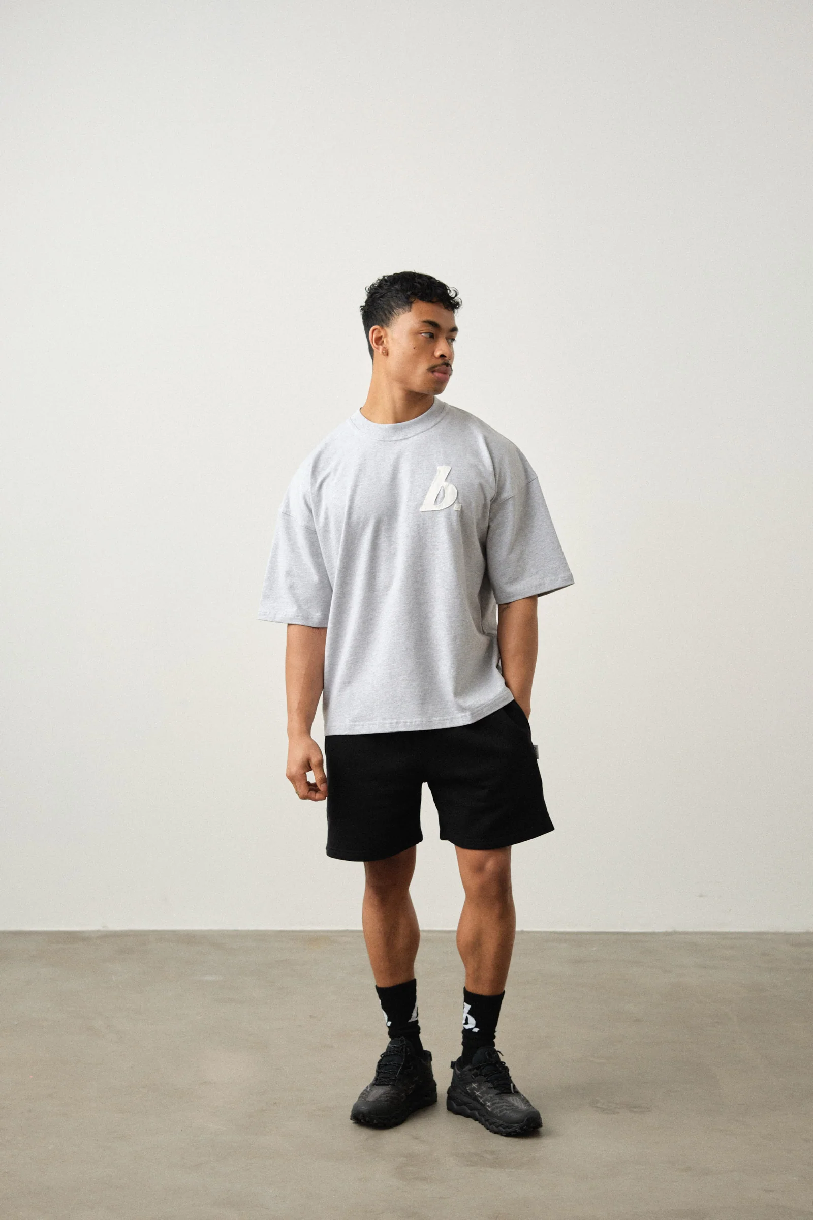 STAMP BOXY TEE - GREY MARL - Image 3