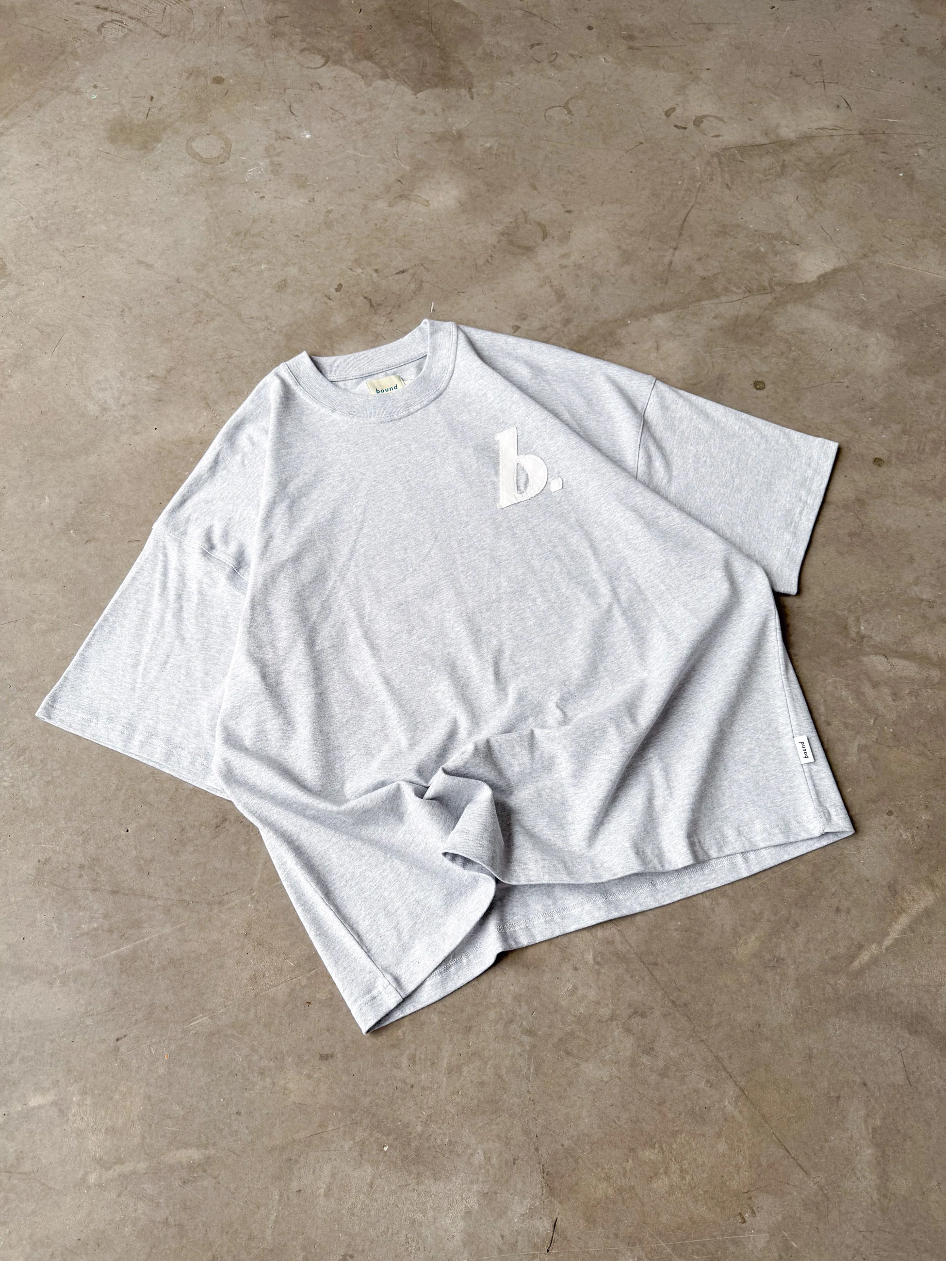 STAMP BOXY TEE - GREY MARL - Image 5