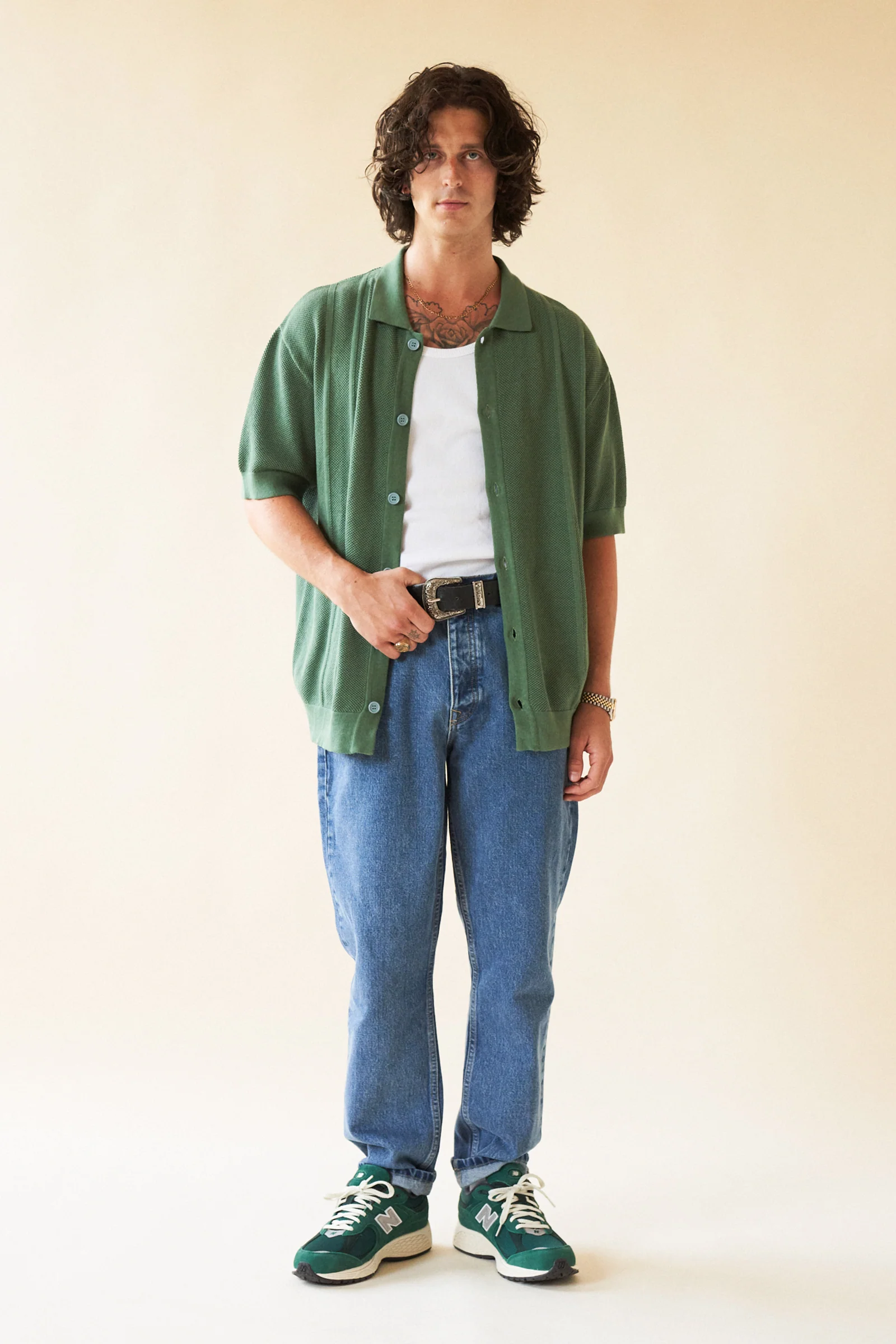 STANLEY WAFFLE KNIT POLO - HUNTER GREEN - Image 5